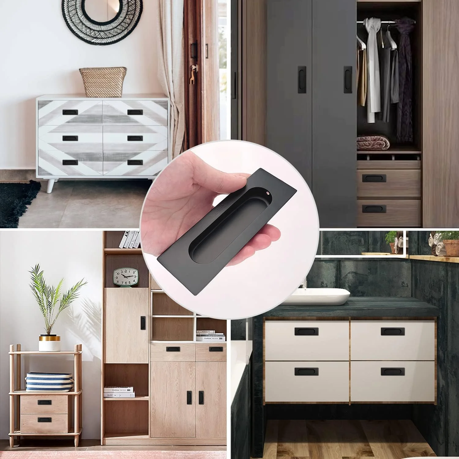 دستگیره های درب کشویی POXIAOER، دستگیره های توکار برای دستگیره کشویی درب کابینت آشپزخانه