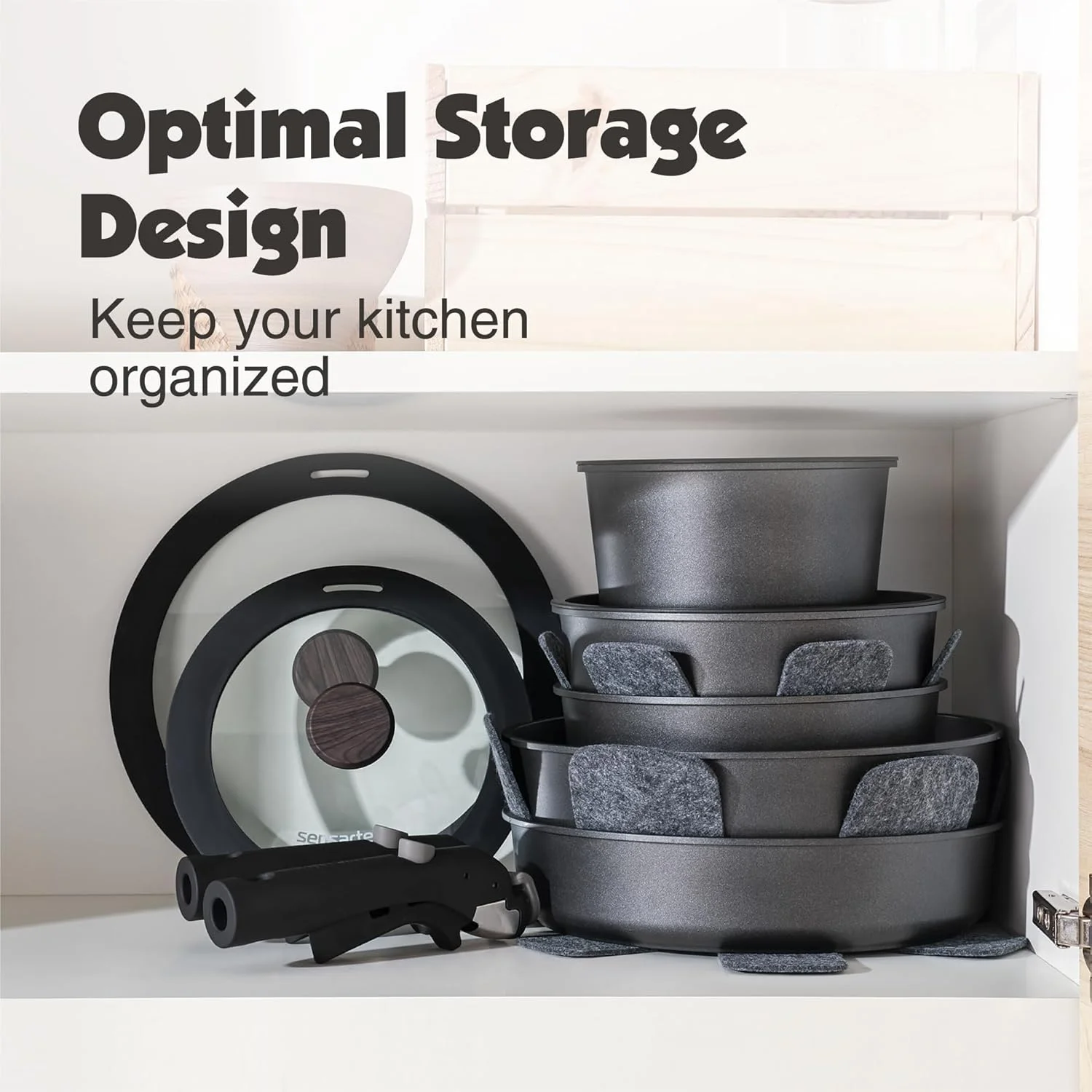 ست 24 پارچه قابلمه و تابه SENSARTE، ظروف نچسب با دسته جداشدنی، ست ظروف آشپزی القایی با دسته جداشدنی، نچسب سالم مناسب RV، قابل شستشو در ماشین ظرفشویی و استفاده در فر (مشکی) ست 24 پارچه قابلمه و تابه SENSARTE، ظروف نچسب با دسته جداشدنی، ست ظروف آشپزی القایی با دسته جداشدنی، نچسب سالم مناسب RV، قابل شستشو در ماشین ظرفشویی و استفاده در فر (مشکی)