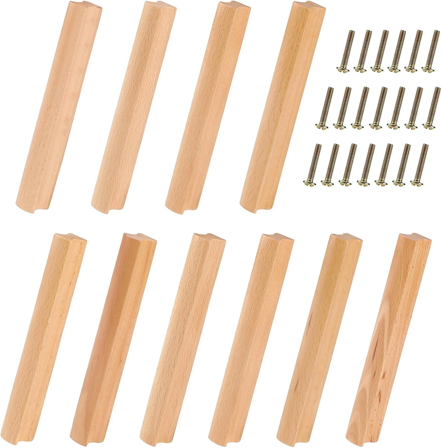 بسته 10 عددی دستگیره چوبی مبلمان، دستگیره کابینت آشپزخانه 160 میلی متری، دستگیره کشو همراه با پیچ، دستگیره درب نواری، دستگیره کابینت برای مبلمان و آشپزخانه