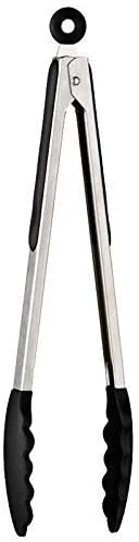 انبر آشپزی آشپزخانه دسته استیل سیلیکونی برای سالاد و باربیکیو - مشکی انبر آشپزی آشپزخانه دسته استیل سیلیکونی برای سالاد و باربیکیو - مشکی