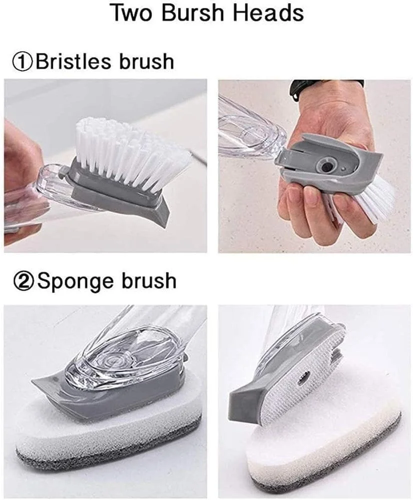 برس شستشوی ظروف فنری X، برس‌های اسکراب با پخش کننده صابون، دسته برس شستشو با سر برس‌های جایگزین و سر اسفنجی، اسکراب بدون نشتی برای شستشوی ظروف، سینک آشپزخانه، قابلمه و تابه