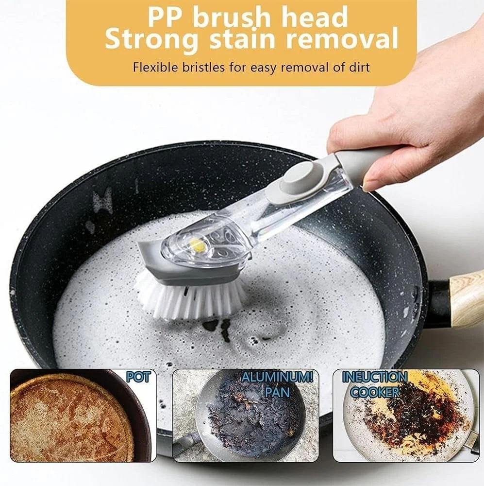 برس شستشوی ظروف فنری X، برس‌های اسکراب با پخش کننده صابون، دسته برس شستشو با سر برس‌های جایگزین و سر اسفنجی، اسکراب بدون نشتی برای شستشوی ظروف، سینک آشپزخانه، قابلمه و تابه