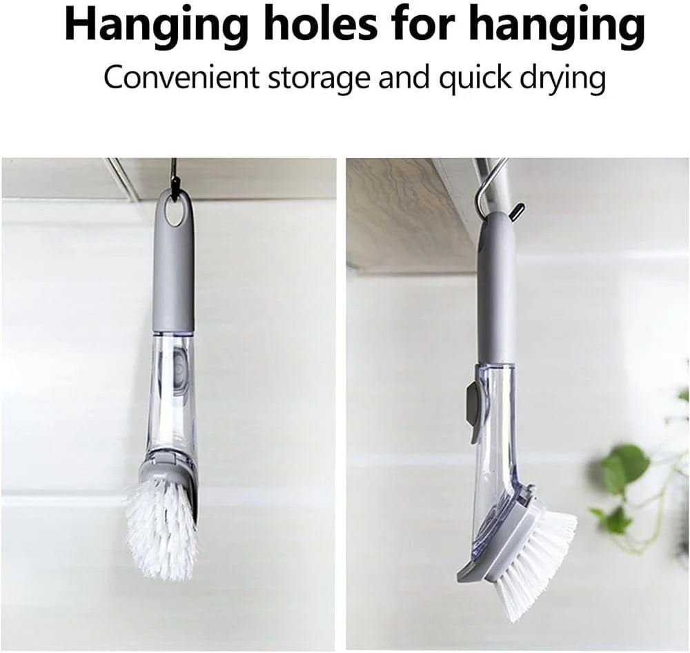 برس شستشوی ظروف فنری X، برس های اسکراب پخش کننده صابون، برس دسته دار با سر برس های جایگزین و سر اسفنجی، اسکراب بدون نشتی برای شستشوی ظروف، سینک آشپزخانه، قابلمه و تابه