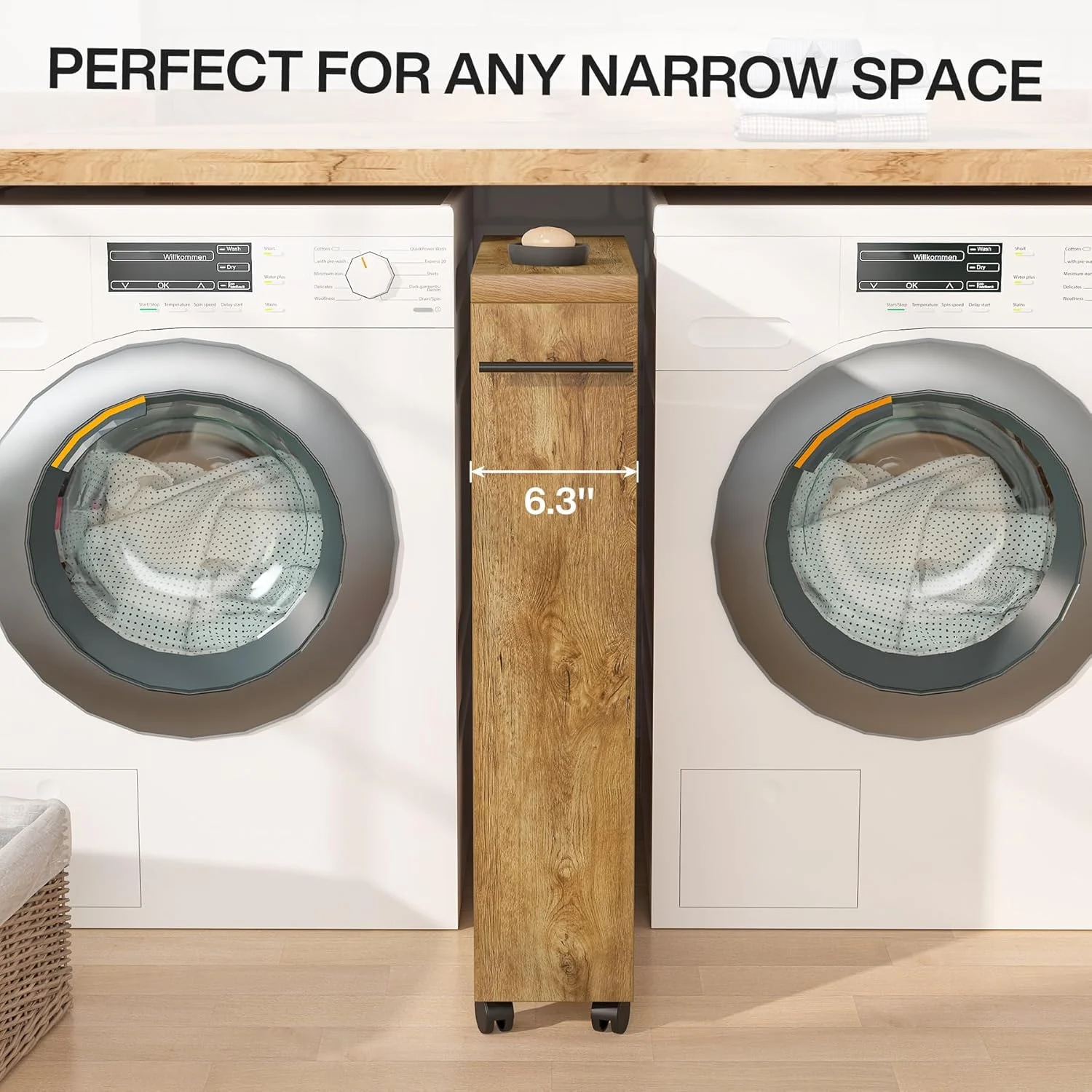 ترولی باریک ذخیره سازی Tribesigns، ترولی آشپزخانه باریک چرخ دار برای فضاهای کوچک، ترولی باریک 4 طبقه کشویی چند منظوره با دسته برای آشپزخانه، حمام، لباسشویی (روستایی)