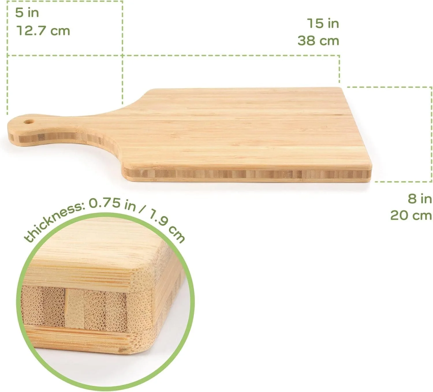 تخته برش آشپزخانه YelaJoy، تخته برش آشپزخانه با دسته، بامبو، برای گوشت، سبزیجات، میوه ها، نان (سایز 2)