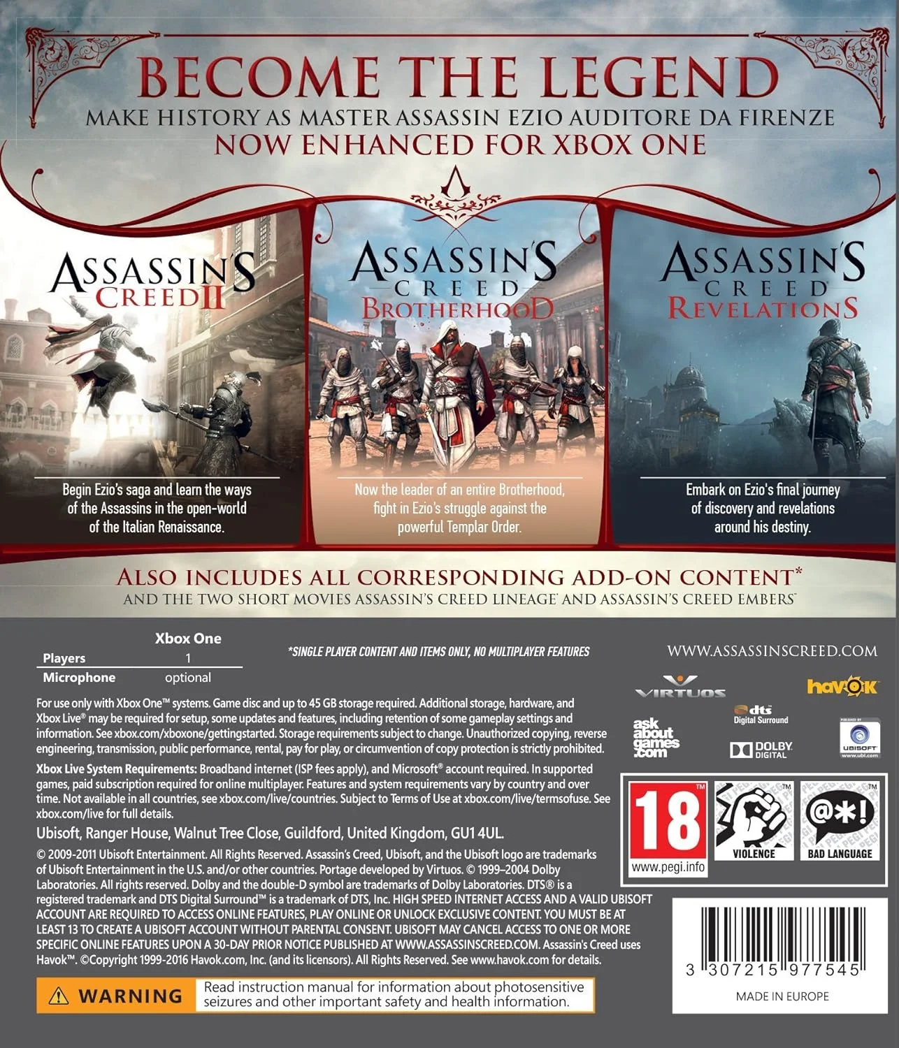 مجموعه اساسینز کرید: اتزیو برای ایکس باکس وان از یوبی سافت