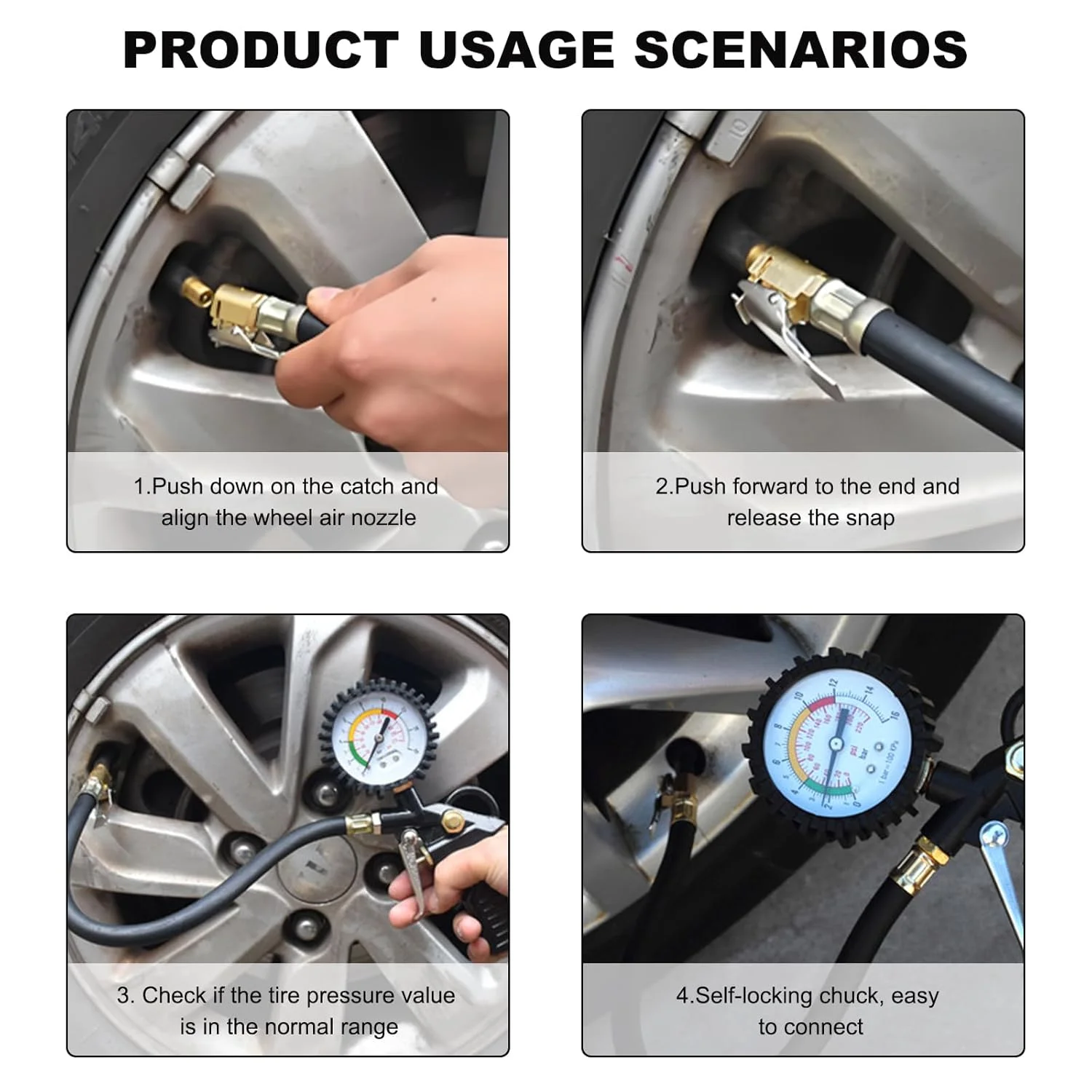 فشارسنج باد لاستیک 0-230PSI، فشارسنج هوا 16 بار با چاک هوا، فشارسنج لاستیک برای کمپرسور هوا ماشین کامیون دوچرخه، لوازم جانبی خودرو فشارسنج باد لاستیک 0-230PSI، فشارسنج هوا 16 بار با چاک هوا، فشارسنج لاستیک برای کمپرسور هوا ماشین کامیون دوچرخه، لوازم جانبی خودرو