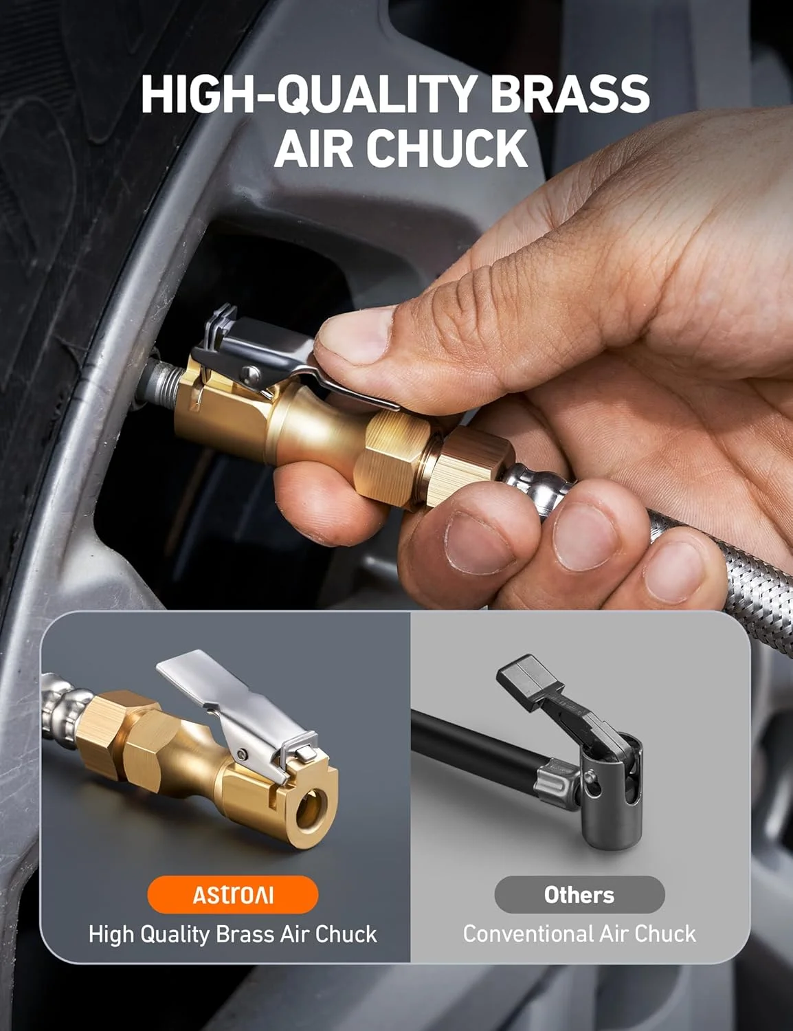 فشارسنج دیجیتال لاستیک AstroAI، فشارسنج سنگین برای باد کردن لاستیک 250PSI به همراه شلنگ بافته شده استیل، صفحه گردان و اتصال سریع برای کامیون/RV/SUV فشارسنج دیجیتال لاستیک AstroAI، فشارسنج سنگین برای باد کردن لاستیک 250PSI به همراه شلنگ بافته شده استیل، صفحه گردان و اتصال سریع برای کامیون/RV/SUV