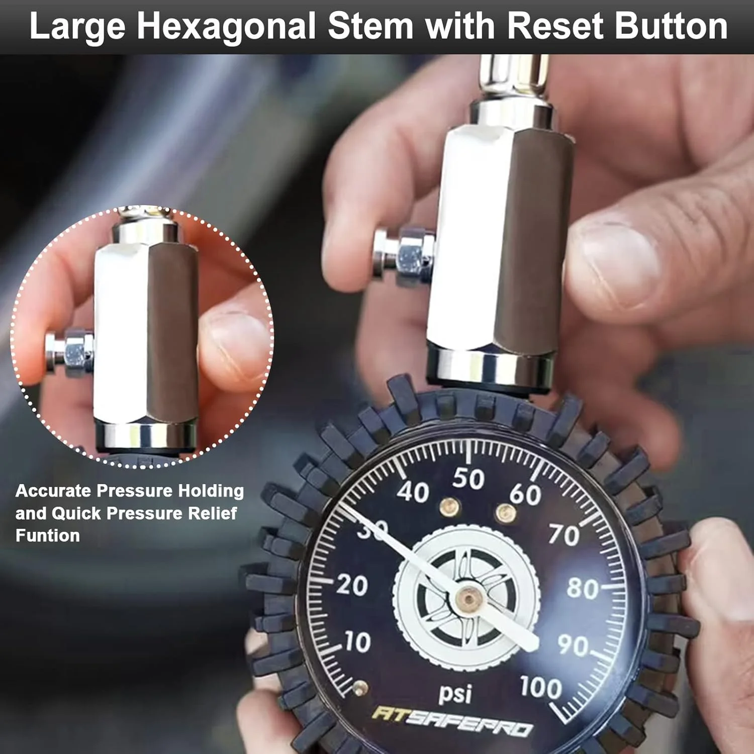 فشارسنج باد لاستیک ATsafepro 100psi با قابلیت شبتابی، فشارسنج مکانیکی با صفحه 2.5 اینچی به همراه شیلنگ انعطافپذیر و سری زاویهدار، فشارسنج بادی آنالوگ با دقت تایید شده برای خودرو، کامیون و دوچرخه. فشارسنج باد لاستیک ATsafepro 100psi با قابلیت شبتابی، فشارسنج مکانیکی با صفحه 2.5 اینچی به همراه شیلنگ انعطافپذیر و سری زاویهدار، فشارسنج بادی آنالوگ با دقت تایید شده برای خودرو، کامیون و دوچرخه.