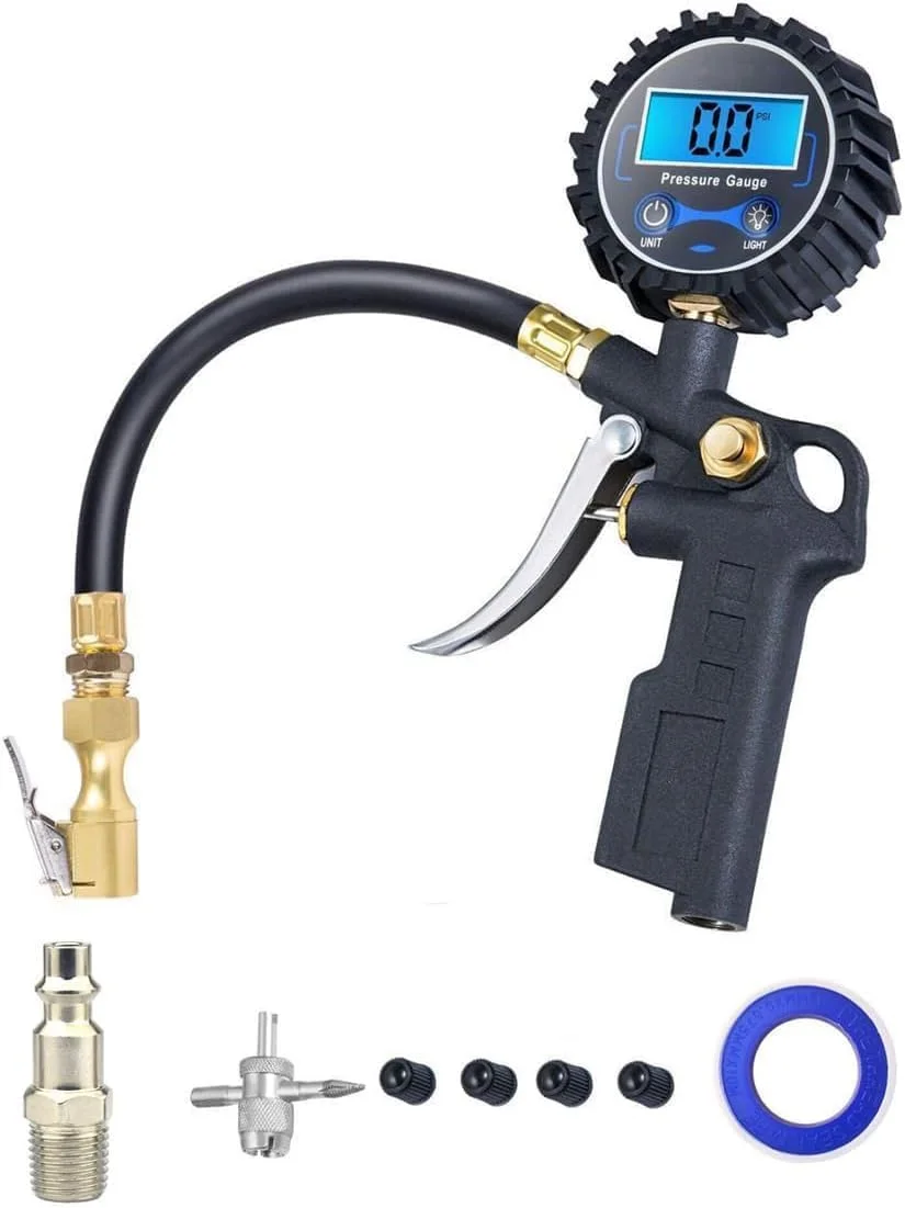 آزونه دستگاه تنظیم باد دیجیتال تایر با درجه فشار و اتصال سریع، لوازم جانبی خودرو برای شاسی بلند، RV، کامیون - 250 PSI آزونه دستگاه تنظیم باد دیجیتال تایر با درجه فشار و اتصال سریع، لوازم جانبی خودرو برای شاسی بلند، RV، کامیون - 250 PSI