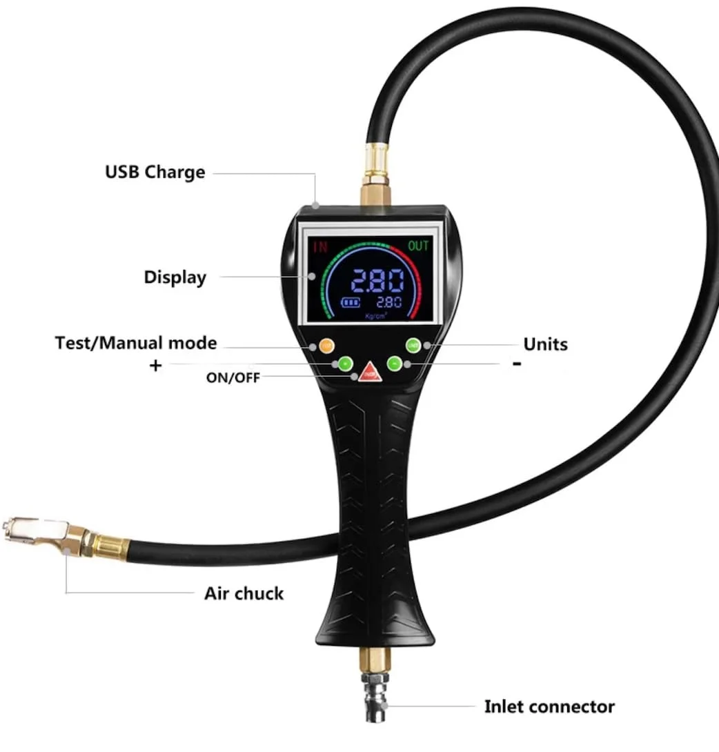 دستگاه تنظیم باد دیجیتال LED تمام اتوماتیک با گیج دستی 190 PSI با قابلیت تنظیم 4 واحد فشار دستگاه تنظیم باد دیجیتال LED تمام اتوماتیک با گیج دستی 190 PSI با قابلیت تنظیم 4 واحد فشار