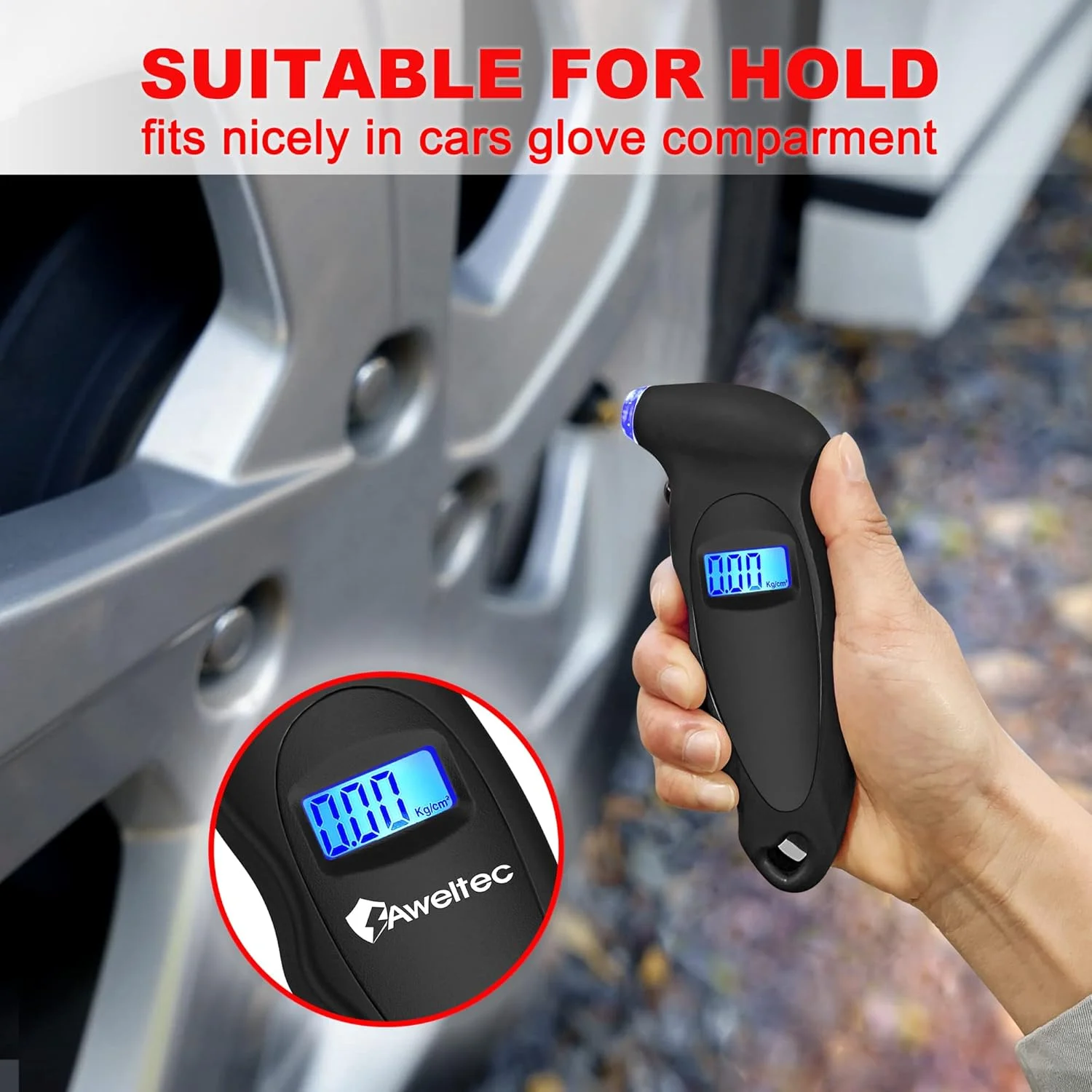 فشارسنج دیجیتال تایر 150 PSI، دارای 4 تنظیمات، فشارسنج تایر برای خودرو، کامیون، موتورسیکلت، دوچرخه با LCD دارای نور پس زمینه و دستگیره ضد لغزش (مشکی) فشارسنج دیجیتال تایر 150 PSI، دارای 4 تنظیمات، فشارسنج تایر برای خودرو، کامیون، موتورسیکلت، دوچرخه با LCD دارای نور پس زمینه و دستگیره ضد لغزش (مشکی)