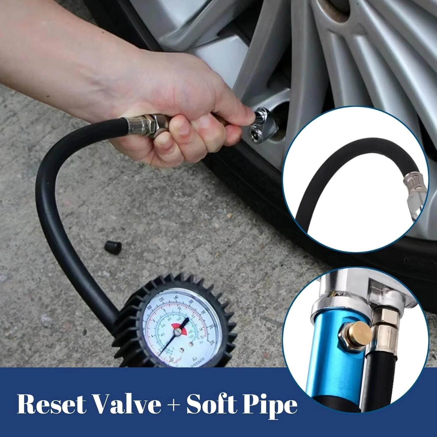 فشارسنج باد لاستیک 0-12 بار Azonee، فشارسنج باد لاستیک خودرو با اتصال سریع هوا، با شلنگ انعطاف پذیر، مناسب برای خودرو، کامیون، SUV و موتورسیکلت فشارسنج باد لاستیک 0-12 بار Azonee، فشارسنج باد لاستیک خودرو با اتصال سریع هوا، با شلنگ انعطاف پذیر، مناسب برای خودرو، کامیون، SUV و موتورسیکلت