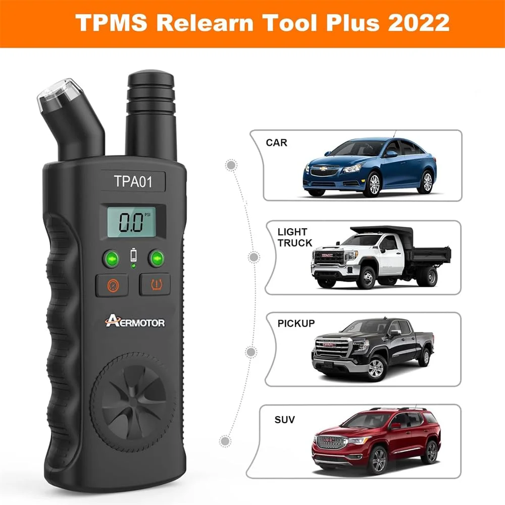 ابزار تنظیم مجدد سنسور TPMS آزونی TPA01 برای جنرال موتورز، فشارسنج دیجیتال تایر، 150 PSI، تنظیم مجدد سنسورها برای جنرال موتورز (مشکی)