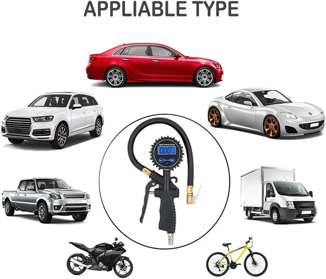 آزونه دستگاه تنظیم باد دیجیتال تایر با درجه فشار و اتصال سریع، لوازم جانبی خودرو برای شاسی بلند، RV، کامیون - 250 PSI آزونه دستگاه تنظیم باد دیجیتال تایر با درجه فشار و اتصال سریع، لوازم جانبی خودرو برای شاسی بلند، RV، کامیون - 250 PSI