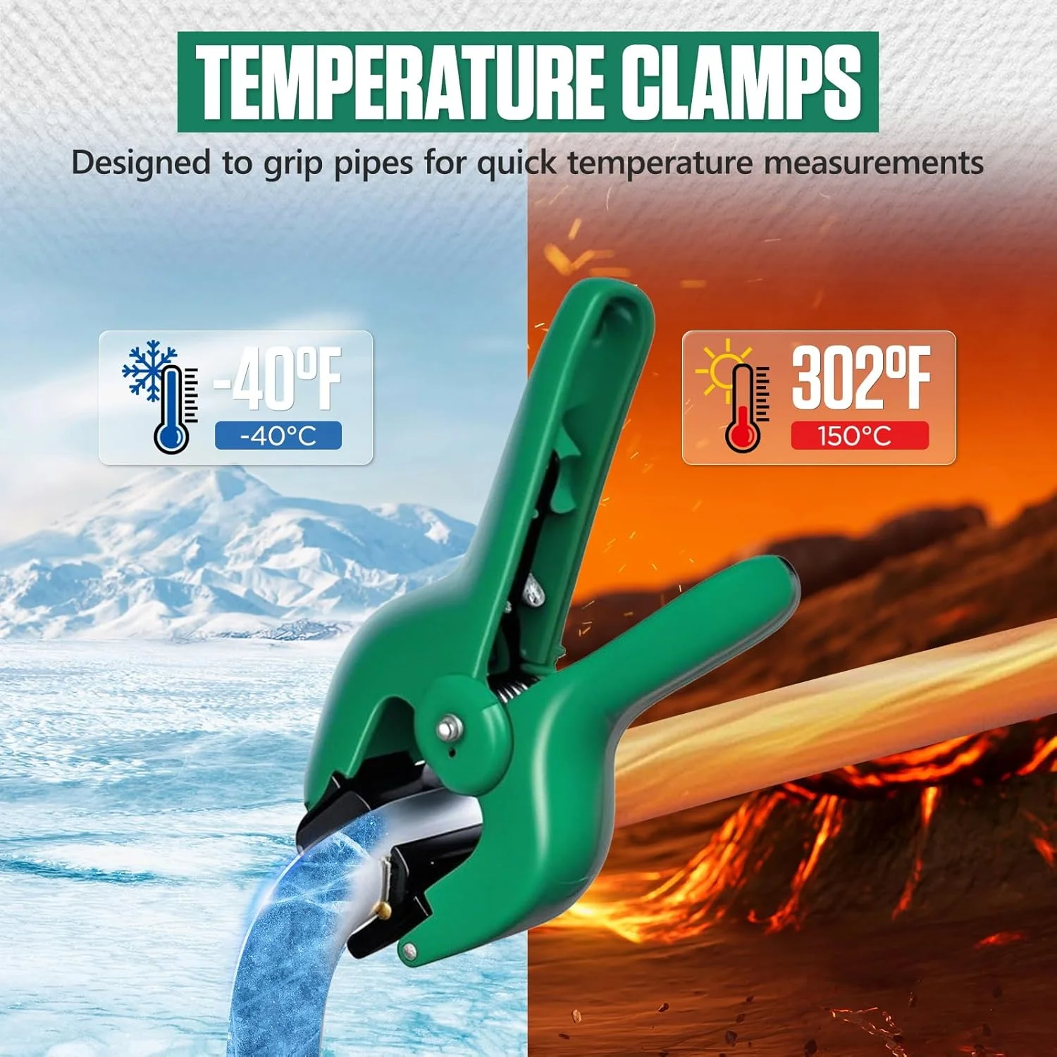 مجموعه گیج منیفولد دیجیتال HVAC بلی، تست فشار و دمای دوگانه 93 مبرد با گیره های دما و شیلنگ ها، گیج های خلاء AC برای R1234YF R134A R404A R410A R32 R744（CO₂）