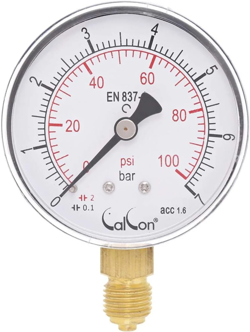 گیج فشار، CC-1-00-A-63mm، 0+7 بار / 0+100psi اتصال از زیر 1/4 اینچ BSP گیج فشار، CC-1-00-A-63mm، 0+7 بار / 0+100psi اتصال از زیر 1/4 اینچ BSP
