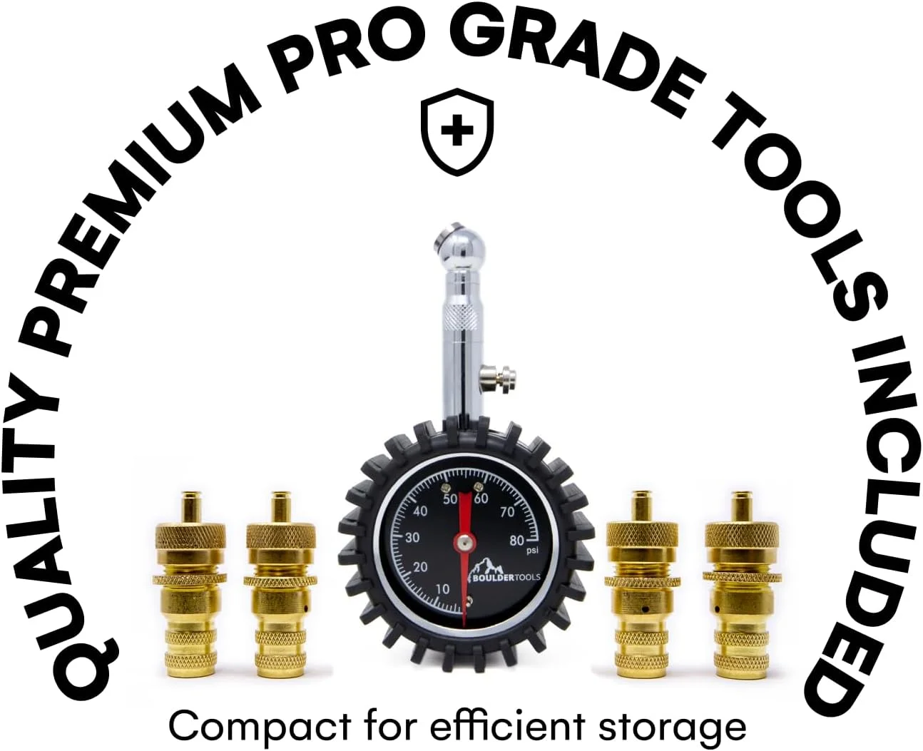 ابزار تنظیم باد تایر Boulder Tools - فشارسنج 80 PSI - قابل تنظیم، اتوماتیک برای خودرو، کامیون و موتورسیکلت. تنظیم کننده باد تایر عالی با فشارسنج برای بهترین تجربه آفرود