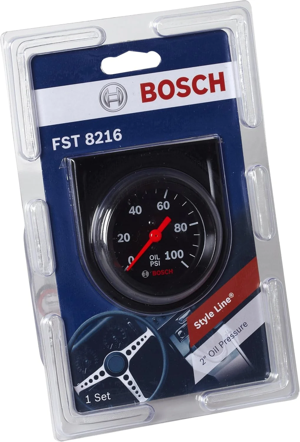 نشانگر فشار روغن مکانیکی ۲ اینچی بوش آکترون مدل Style Line (صفحه مشکی، قاب مشکی)