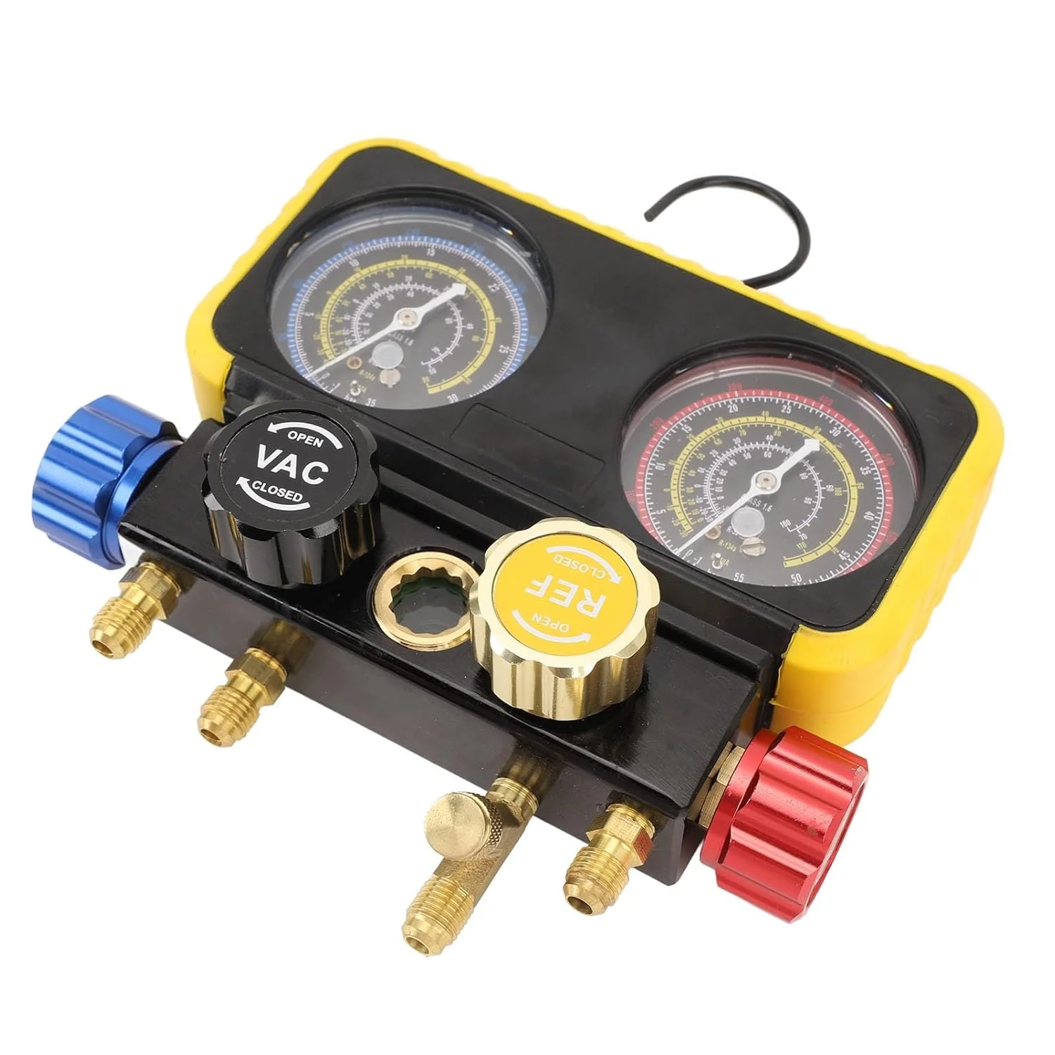 ابزار سنجش فشار منیفولد حرفه ای Cryfokt AC با شیرهای ایمنی R410a و R22، مناسب برای مبردهای R410a R22 R134a