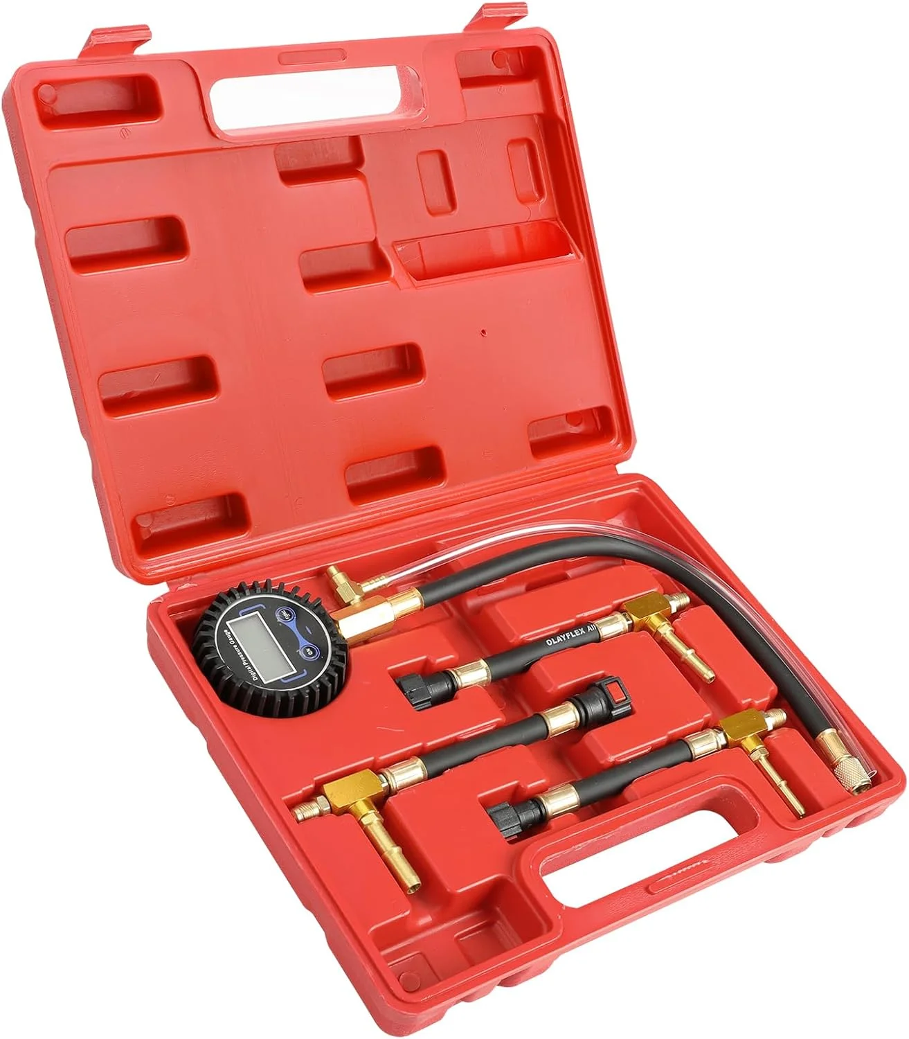 کیت تست فشار سوخت دیجیتال BETOOLL - گیج فشار سوخت 0-300 PSI با اتصالات خط سوخت 9.49، 7.89، 6.30 کیت ابزار تست خودرو