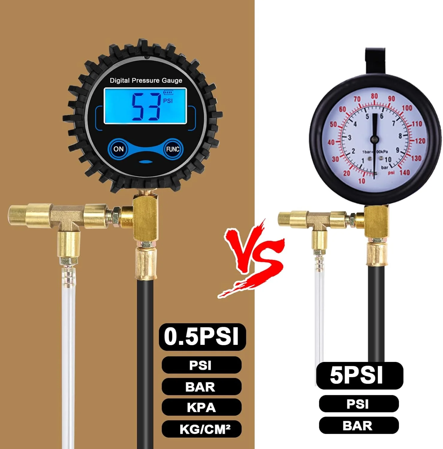 تستر فشار سوخت دیجیتال BETOOLL - گیج فشار سوخت 0-300 PSI برای کیت تست موتور بنزینی ابزار خودرو