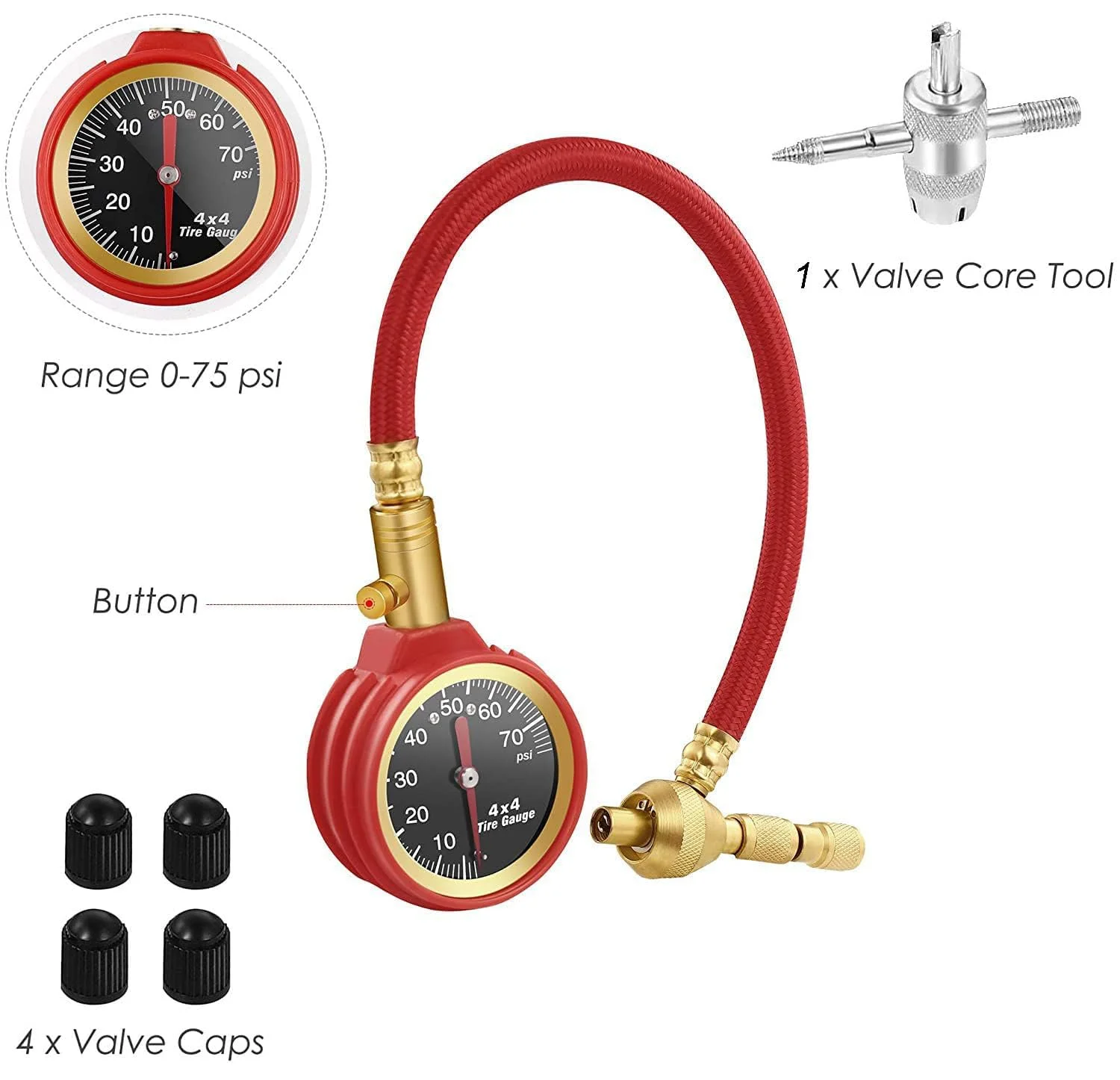 فشارسنج سریع تخلیه باد تایر - ساختار برنجی سنگین، ابزار تخلیه سریع هوا برای خودروهای 4x4، نظارت دقیق 0-70 PSI، ایده آل برای جیپ، کامیون، SUV (مکانیکی) فشارسنج سریع تخلیه باد تایر - ساختار برنجی سنگین، ابزار تخلیه سریع هوا برای خودروهای 4x4، نظارت دقیق 0-70 PSI، ایده آل برای جیپ، کامیون، SUV (مکانیکی)