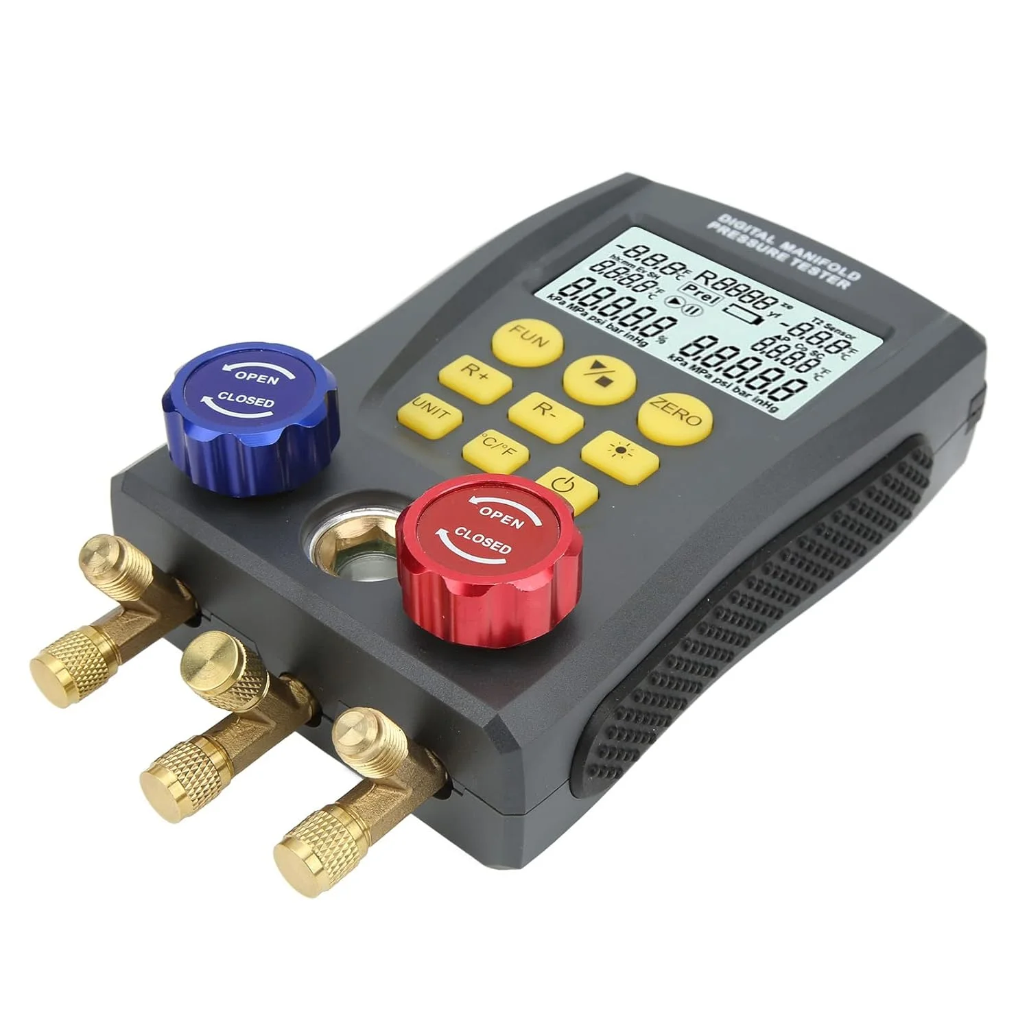 گیج منیفولد دیجیتال HVAC، متر منیفولد AC خلاء الکترونیکی برای سیستم تهویه مطبوع