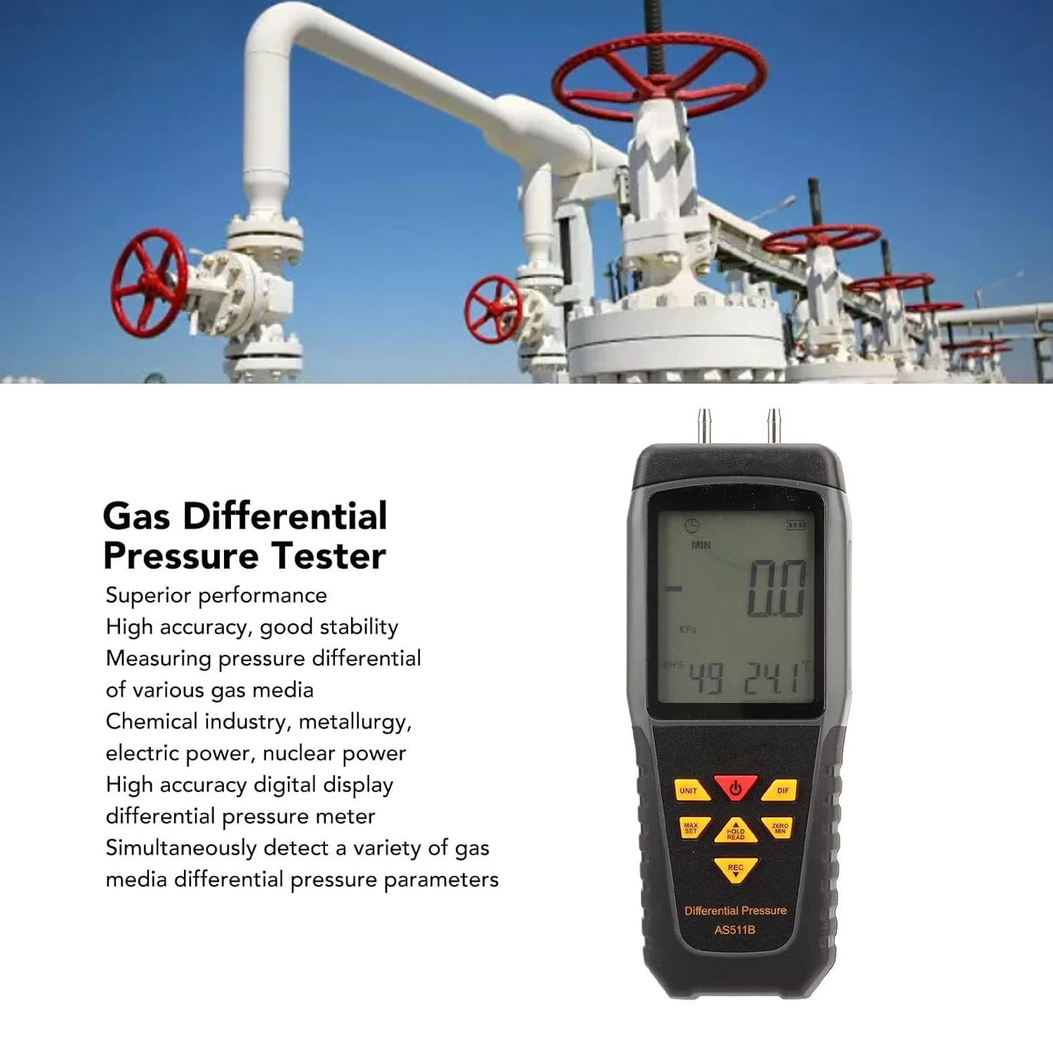 فشارسنج دیفرانسیل با نمایشگر دیجیتال دارای نور پس زمینه LED مدل #611