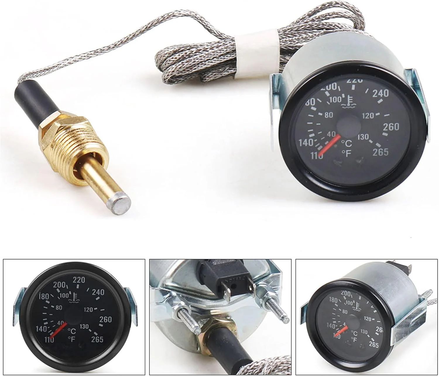 دما سنج آب خودرو Dyno Racing، 52 میلی متری، نشانگر مکانیکی، نور زرد، 12 ولت، به همراه سنسور NPT 1/2 دما سنج آب خودرو Dyno Racing، 52 میلی متری، نشانگر مکانیکی، نور زرد، 12 ولت، به همراه سنسور NPT 1/2