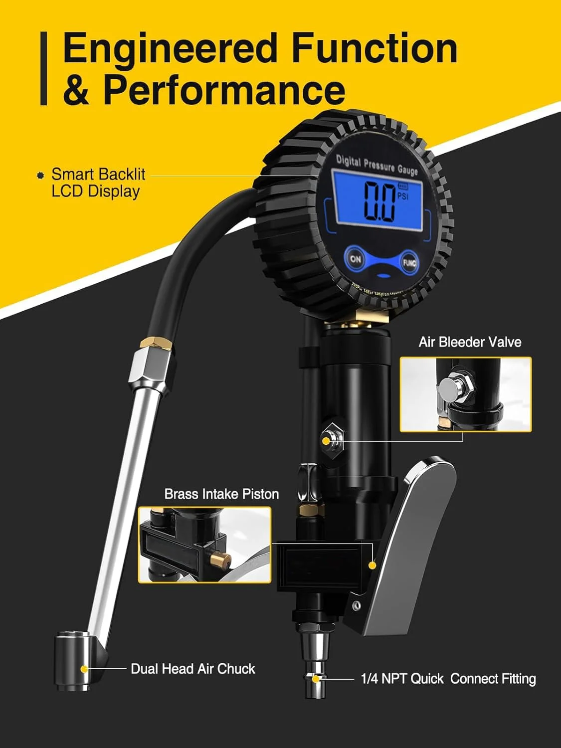 تنظیم کننده دیجیتال باد تایر با نشانگر فشار، 200 PSI، لوازم جانبی کمپرسور هوای سنگین، با شیلنگ لاستیکی قفل شونده و اتصال سریع تنظیم کننده دیجیتال باد تایر با نشانگر فشار، 200 PSI، لوازم جانبی کمپرسور هوای سنگین، با شیلنگ لاستیکی قفل شونده و اتصال سریع