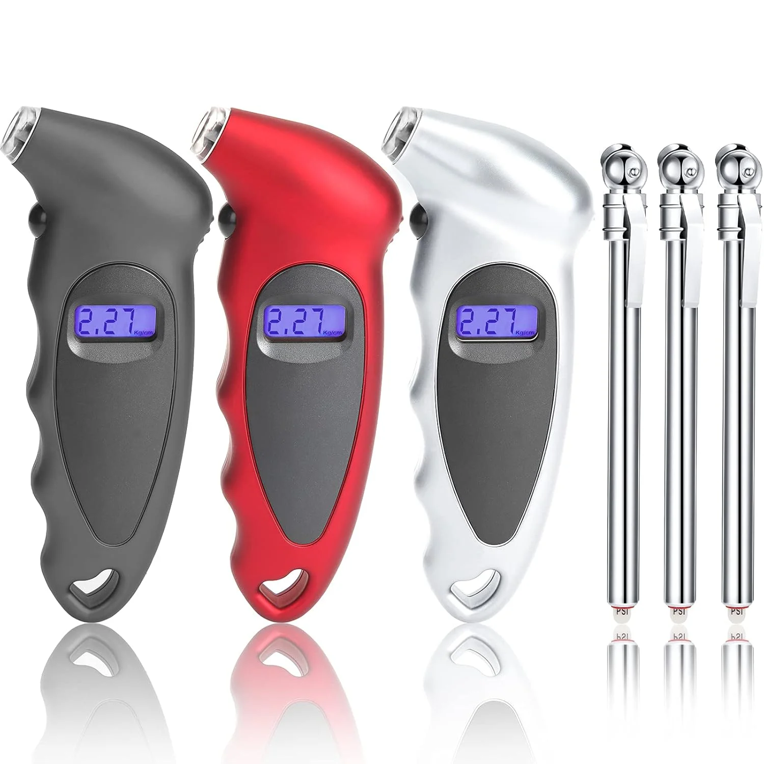 فریندا 3 عدد فشارسنج دیجیتال تایر با نور پس زمینه LCD، فشارسنج مدادی هوا برای خودرو، سر فلزی کرومی سنگین، بدنه استیل ضد زنگ، ابزار اندازه گیری برای خودرو، موتور سیکلت، کامیون، تایر دوچرخه فریندا 3 عدد فشارسنج دیجیتال تایر با نور پس زمینه LCD، فشارسنج مدادی هوا برای خودرو، سر فلزی کرومی سنگین، بدنه استیل ضد زنگ، ابزار اندازه گیری برای خودرو، موتور سیکلت، کامیون، تایر دوچرخه