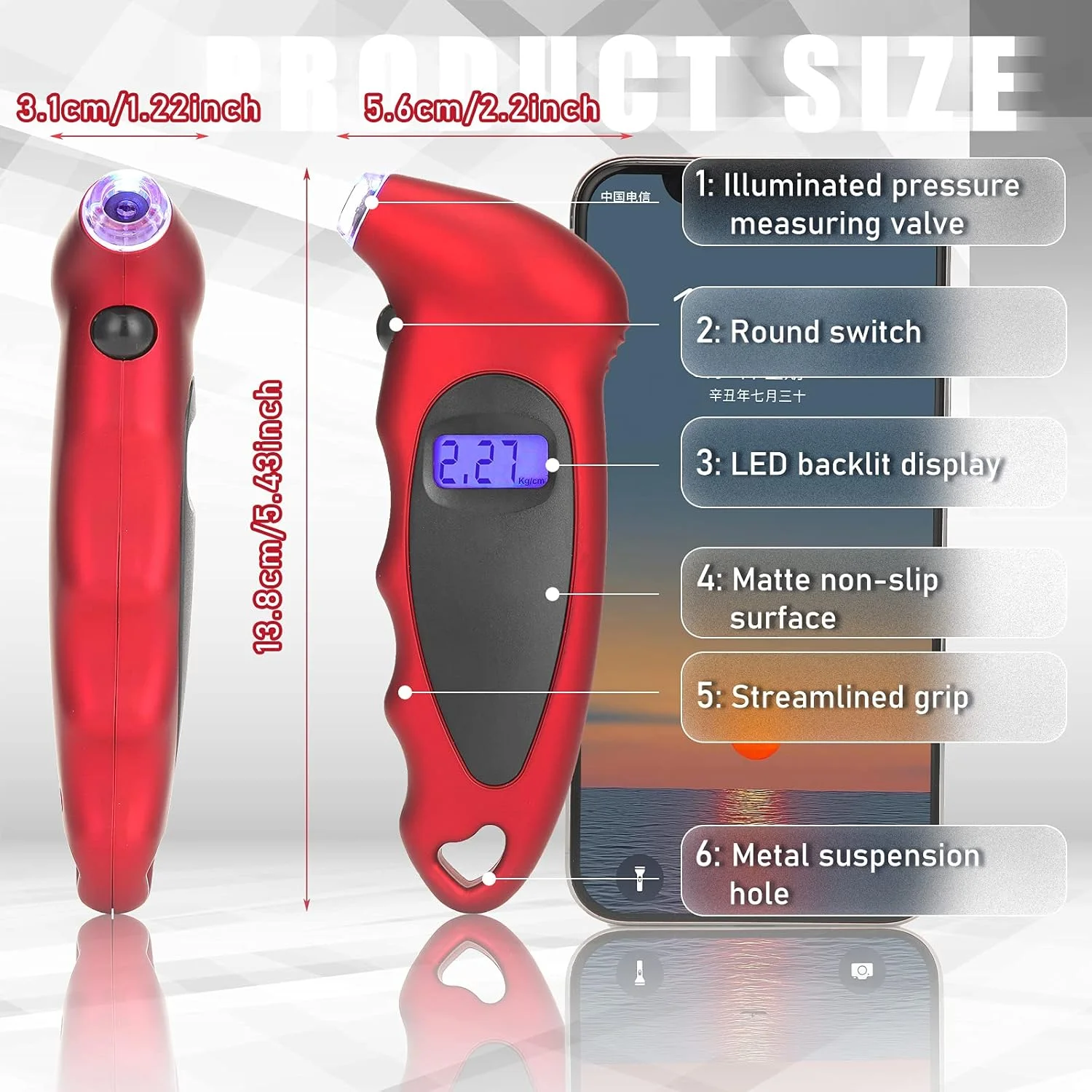 فریندا 3 عدد فشارسنج دیجیتال تایر با نور پس زمینه LCD، فشارسنج مدادی هوا برای خودرو، سر فلزی کرومی سنگین، بدنه استیل ضد زنگ، ابزار اندازه گیری برای خودرو، موتور سیکلت، کامیون، تایر دوچرخه فریندا 3 عدد فشارسنج دیجیتال تایر با نور پس زمینه LCD، فشارسنج مدادی هوا برای خودرو، سر فلزی کرومی سنگین، بدنه استیل ضد زنگ، ابزار اندازه گیری برای خودرو، موتور سیکلت، کامیون، تایر دوچرخه