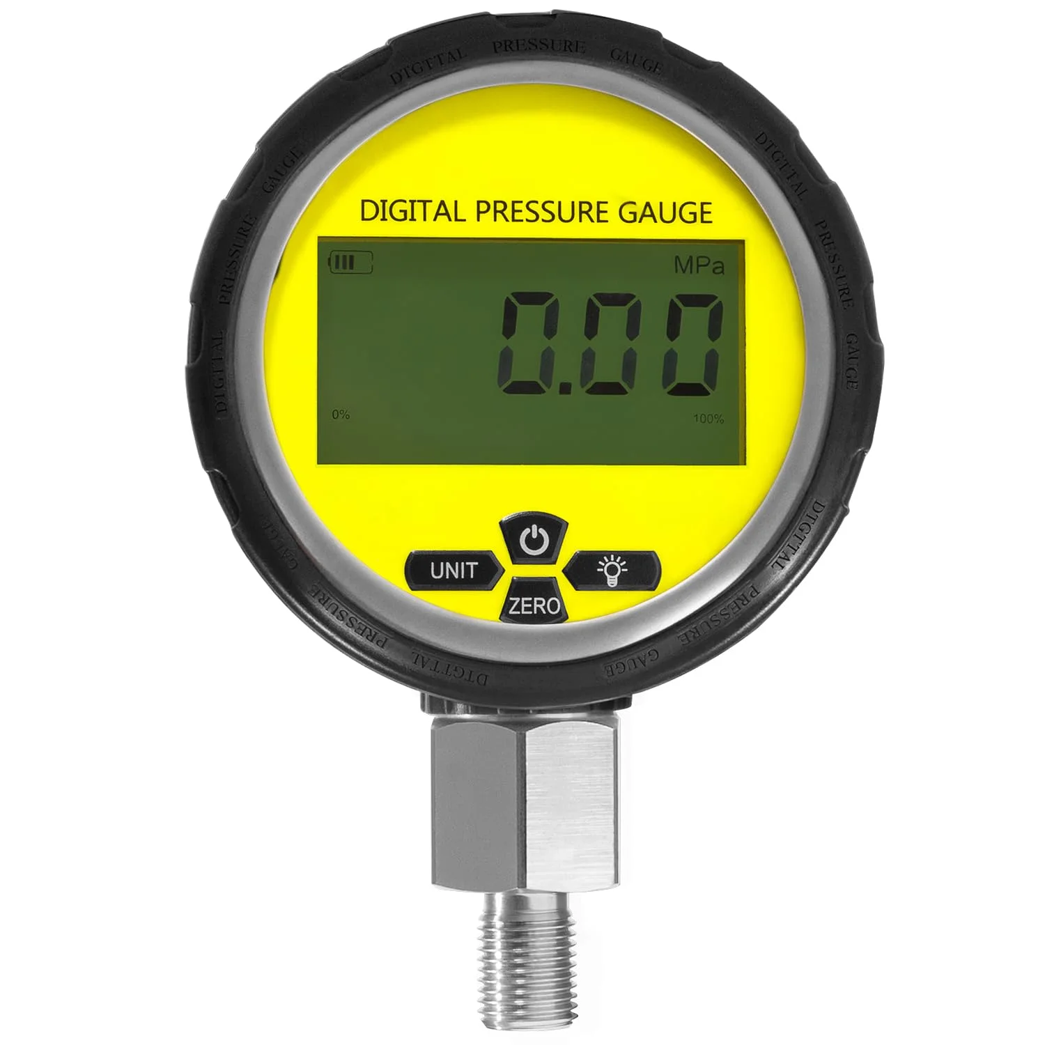 گیج فشار هیدرولیک دیجیتال Hihitomorrow، 700 بار با اتصال 1/4 اینچ NPT، تستر فشار هیدرولیک با پوشش محافظ گیج (مشکی) گیج فشار هیدرولیک دیجیتال Hihitomorrow، 700 بار با اتصال 1/4 اینچ NPT، تستر فشار هیدرولیک با پوشش محافظ گیج (مشکی)