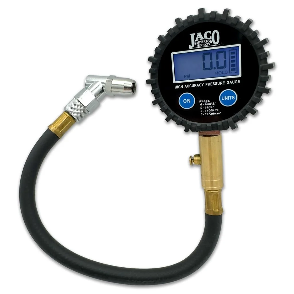 فشارسنج دیجیتال تایر ElitePro از محصولات برتر JACO - دقت حرفه ای - 200 PSI فشارسنج دیجیتال تایر ElitePro از محصولات برتر JACO - دقت حرفه ای - 200 PSI