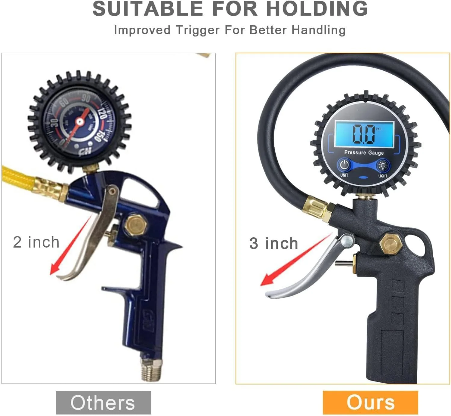 فشارسنج دیجیتال لاستیک، اتصال کمپرسور هوا مشکی با اتصال سریع، فشارسنج و بادکننده لاستیک مقاوم برای خودرو، کامیون، موتور سیکلت و RV فشارسنج دیجیتال لاستیک، اتصال کمپرسور هوا مشکی با اتصال سریع، فشارسنج و بادکننده لاستیک مقاوم برای خودرو، کامیون، موتور سیکلت و RV