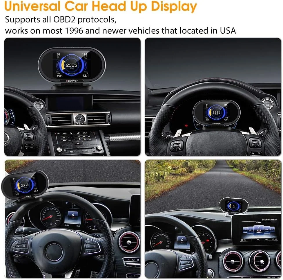 نمایشگر دیجیتال اطلاعات خودرو KONNWEI KW206 OBD2 HUD، یکپارچه با کامپیوتر سفری خودرو، سرعت سنج هوشمند، نمایشگر دمای آب و فشار سوخت، مناسب برای اکثر خودروهای بعد از ۲۰۰۳ نمایشگر دیجیتال اطلاعات خودرو KONNWEI KW206 OBD2 HUD، یکپارچه با کامپیوتر سفری خودرو، سرعت سنج هوشمند، نمایشگر دمای آب و فشار سوخت، مناسب برای اکثر خودروهای بعد از ۲۰۰۳