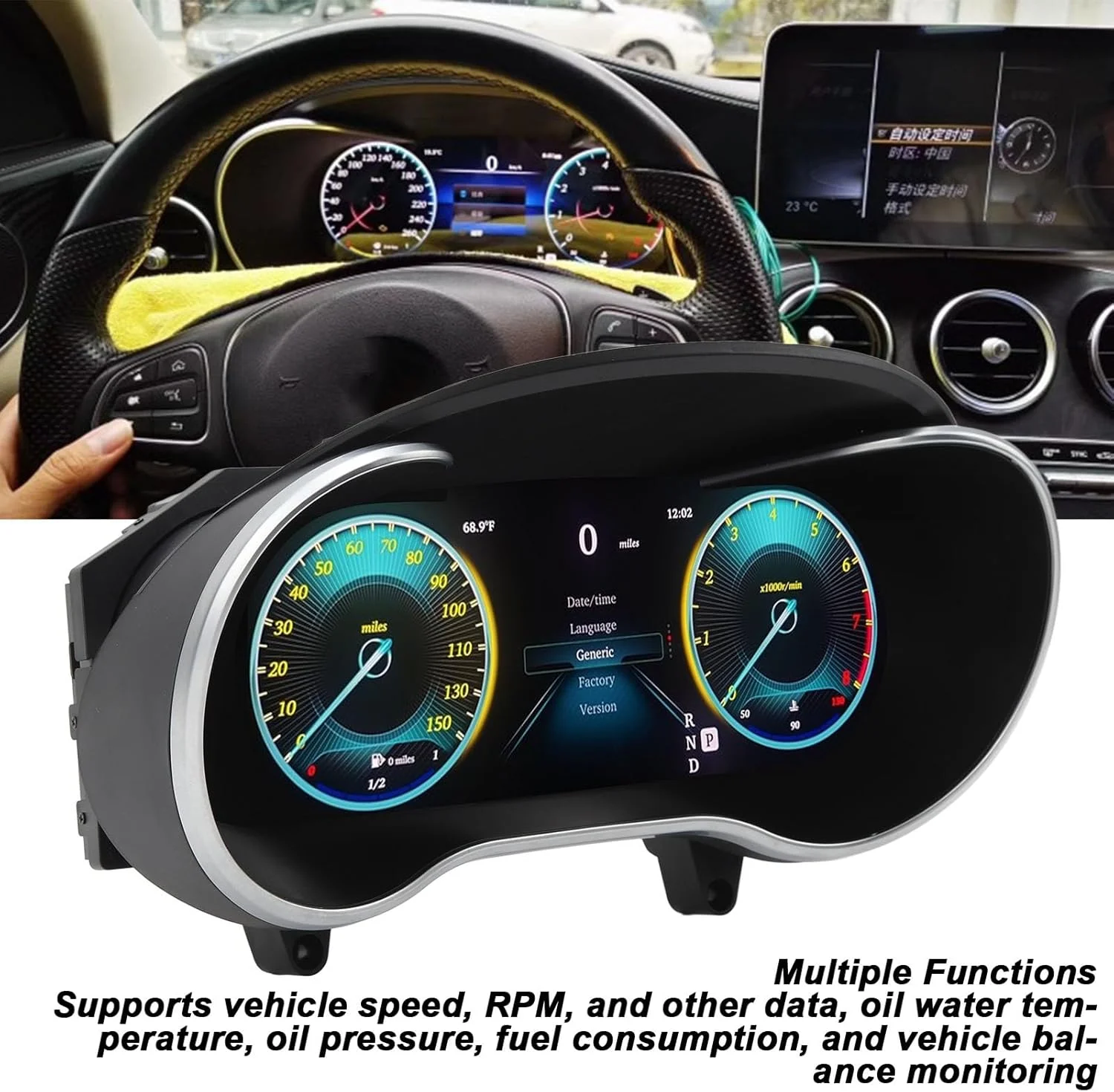 صفحه نمایش LCD خودرو Luqeeg، صفحه کیلومتر شمار 10 اینچی، صفحه نمایش اطلاعات خودرو چند منظوره با کیفیت بالا برای جایگزینی خودرو کلاس C W205 مدل 2014 تا 2021 صفحه نمایش LCD خودرو Luqeeg، صفحه کیلومتر شمار 10 اینچی، صفحه نمایش اطلاعات خودرو چند منظوره با کیفیت بالا برای جایگزینی خودرو کلاس C W205 مدل 2014 تا 2021