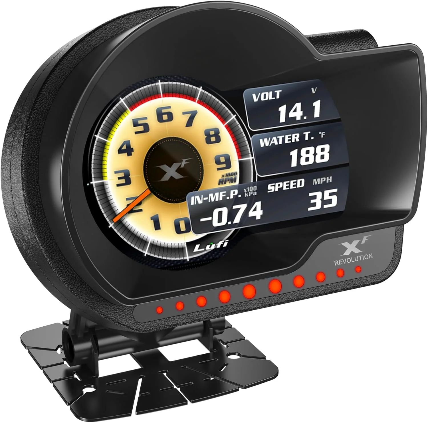 نمایشگر چند منظوره Lufi XF OBD2، نمایشگر سربالا، بسیار قابل تنظیم، پاسخ سریع [برای خودروهای ۲۰۰۷ و بعد از آن] *فشار بوست، گیربکس، دمای روغن موتور و فشار روغن موتور پشتیبانی نمی شود*