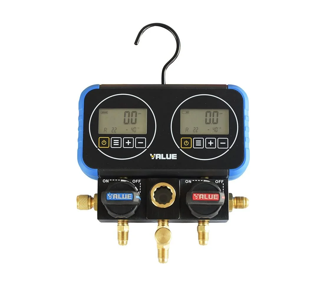 مجموعه گیج منیفولد دیجیتال، تست فشار منیفولد HVAC برای مبرد تهویه مطبوع، نمایشگر دیجیتال دوگانه، با 3 شلنگ برای شارژ مجدد تبرید تهویه مطبوع. مجموعه گیج منیفولد دیجیتال، تست فشار منیفولد HVAC برای مبرد تهویه مطبوع، نمایشگر دیجیتال دوگانه، با 3 شلنگ برای شارژ مجدد تبرید تهویه مطبوع.