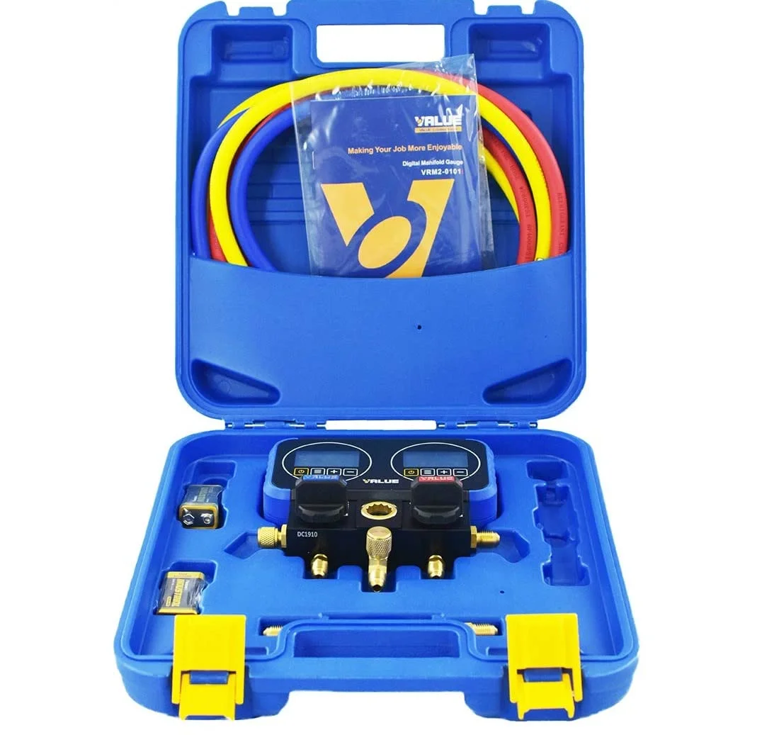 مجموعه گیج منیفولد دیجیتال، تست فشار منیفولد HVAC برای مبرد تهویه مطبوع، نمایشگر دیجیتال دوگانه، با 3 شلنگ برای شارژ مجدد تبرید تهویه مطبوع. مجموعه گیج منیفولد دیجیتال، تست فشار منیفولد HVAC برای مبرد تهویه مطبوع، نمایشگر دیجیتال دوگانه، با 3 شلنگ برای شارژ مجدد تبرید تهویه مطبوع.