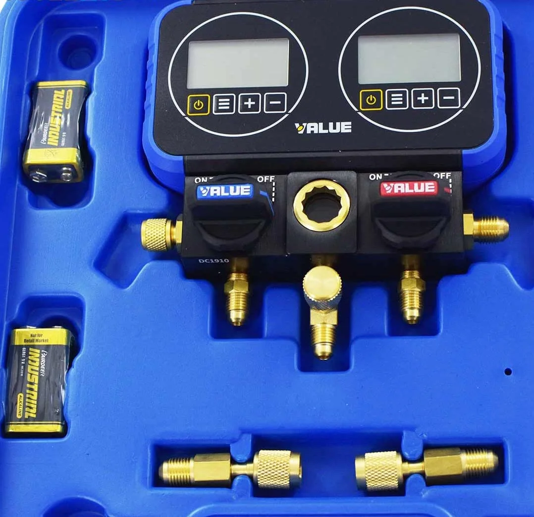 مجموعه گیج منیفولد دیجیتال، تست فشار منیفولد HVAC برای مبرد تهویه مطبوع، نمایشگر دیجیتال دوگانه، با 3 شلنگ برای شارژ مجدد تبرید تهویه مطبوع. مجموعه گیج منیفولد دیجیتال، تست فشار منیفولد HVAC برای مبرد تهویه مطبوع، نمایشگر دیجیتال دوگانه، با 3 شلنگ برای شارژ مجدد تبرید تهویه مطبوع.