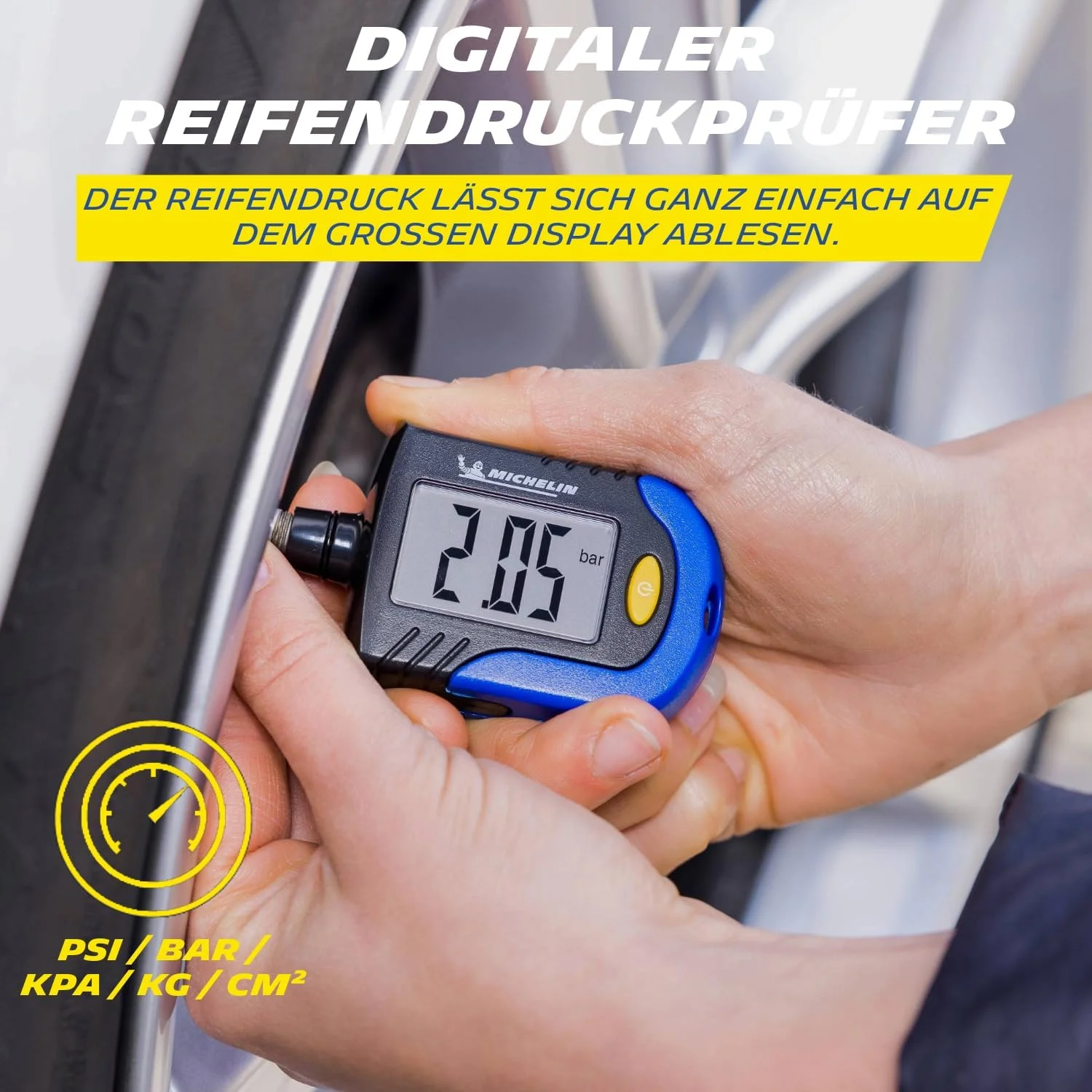 فشارسنج دیجیتال لاستیک MICHELIN به همراه عمق سنج آج لاستیک، نمایشگر LCD مناسب خودرو، دوچرخه، موتورسیکلت، کاروان و تریلر فشارسنج دیجیتال لاستیک MICHELIN به همراه عمق سنج آج لاستیک، نمایشگر LCD مناسب خودرو، دوچرخه، موتورسیکلت، کاروان و تریلر