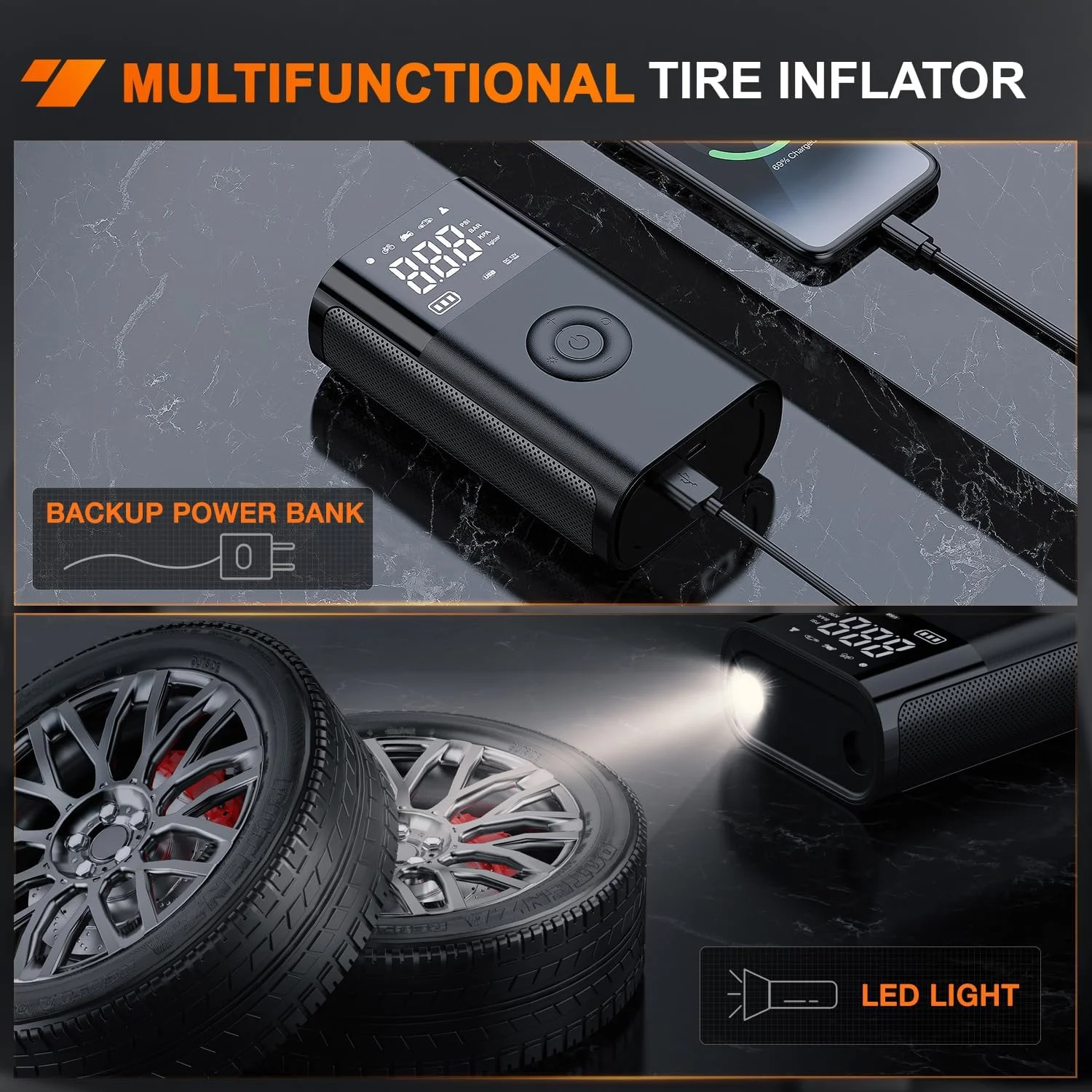 پمپ باد نی لایت، کمپرسور هوای قابل حمل، باتری قابل شارژ 12 ولت DC، 150 PSI، خاموشی خودکار بی سیم با گیج فشار دیجیتال، پمپ هوای با تورم 2 برابر سریعتر برای ماشین و موتورسیکلت پمپ باد نی لایت، کمپرسور هوای قابل حمل، باتری قابل شارژ 12 ولت DC، 150 PSI، خاموشی خودکار بی سیم با گیج فشار دیجیتال، پمپ هوای با تورم 2 برابر سریعتر برای ماشین و موتورسیکلت