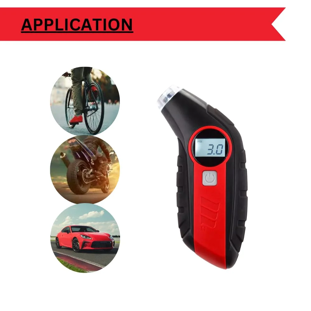 فشارسنج دیجیتال لاستیک موتومستر با نور، قرائت دقیق، جمع و جور، صفحه نمایش ال سی دی با نور پس زمینه، چراغ ال ای دی داخلی برای استفاده در شب، مشکی فشارسنج دیجیتال لاستیک موتومستر با نور، قرائت دقیق، جمع و جور، صفحه نمایش ال سی دی با نور پس زمینه، چراغ ال ای دی داخلی برای استفاده در شب، مشکی