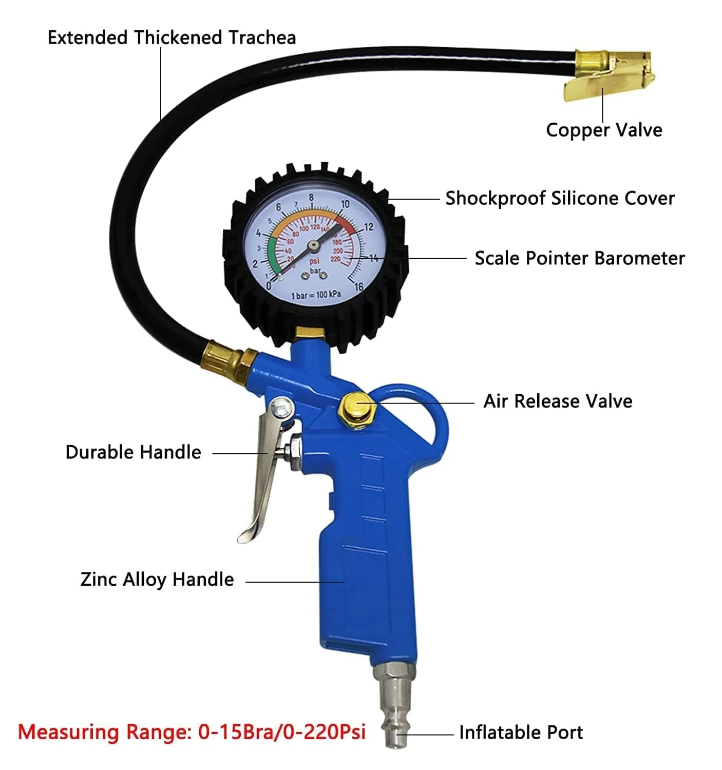 OKSTENCK دستگاه تنظیم باد لاستیک خودرو با فشارسنج 220 PSI، لوازم جانبی کمپرسور با شلنگ لاستیکی و اتصال سریع برای خودرو، موتورسیکلت OKSTENCK دستگاه تنظیم باد لاستیک خودرو با فشارسنج 220 PSI، لوازم جانبی کمپرسور با شلنگ لاستیکی و اتصال سریع برای خودرو، موتورسیکلت