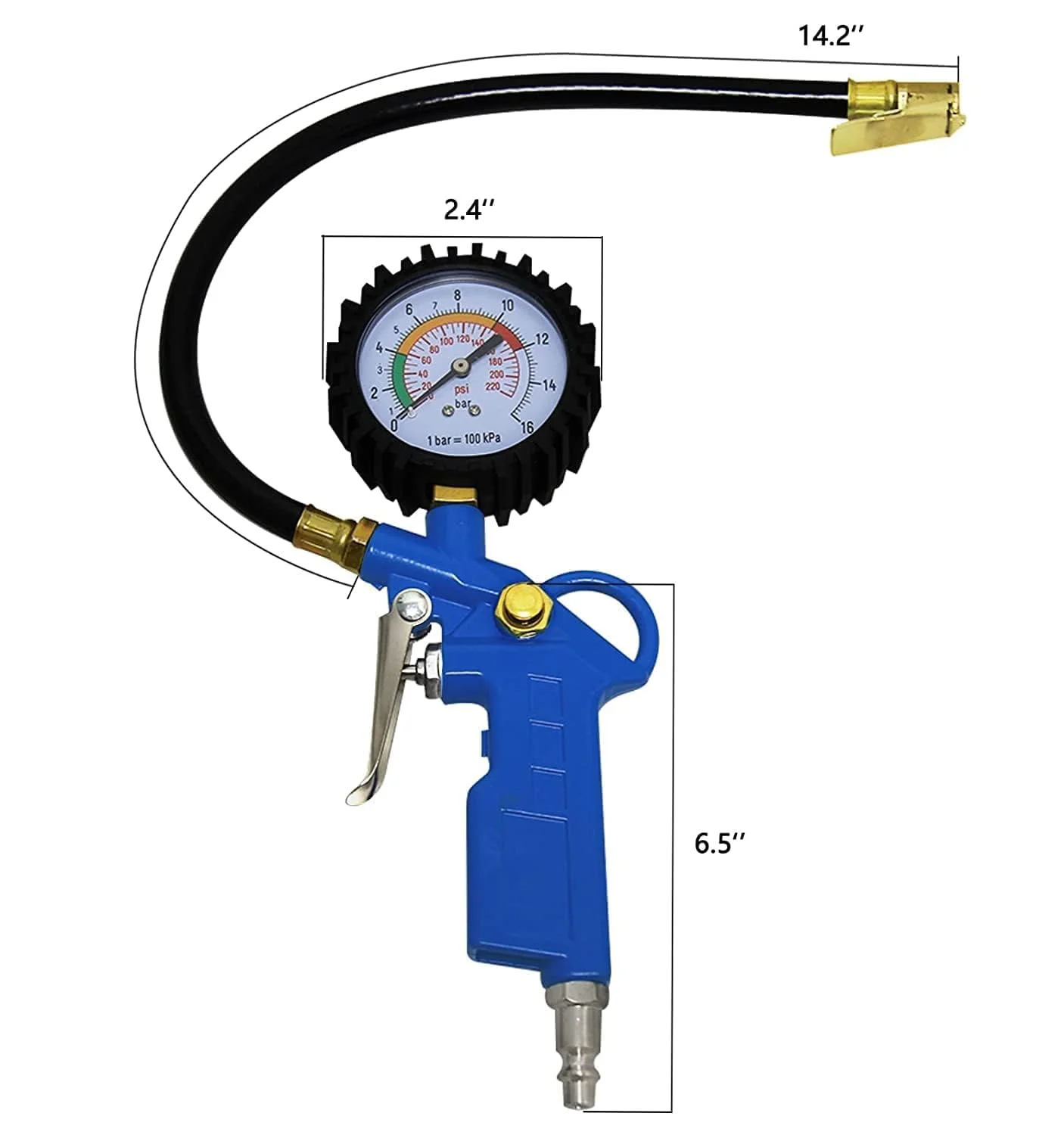 OKSTENCK دستگاه تنظیم باد لاستیک خودرو با فشارسنج 220 PSI، لوازم جانبی کمپرسور با شلنگ لاستیکی و اتصال سریع برای خودرو، موتورسیکلت OKSTENCK دستگاه تنظیم باد لاستیک خودرو با فشارسنج 220 PSI، لوازم جانبی کمپرسور با شلنگ لاستیکی و اتصال سریع برای خودرو، موتورسیکلت