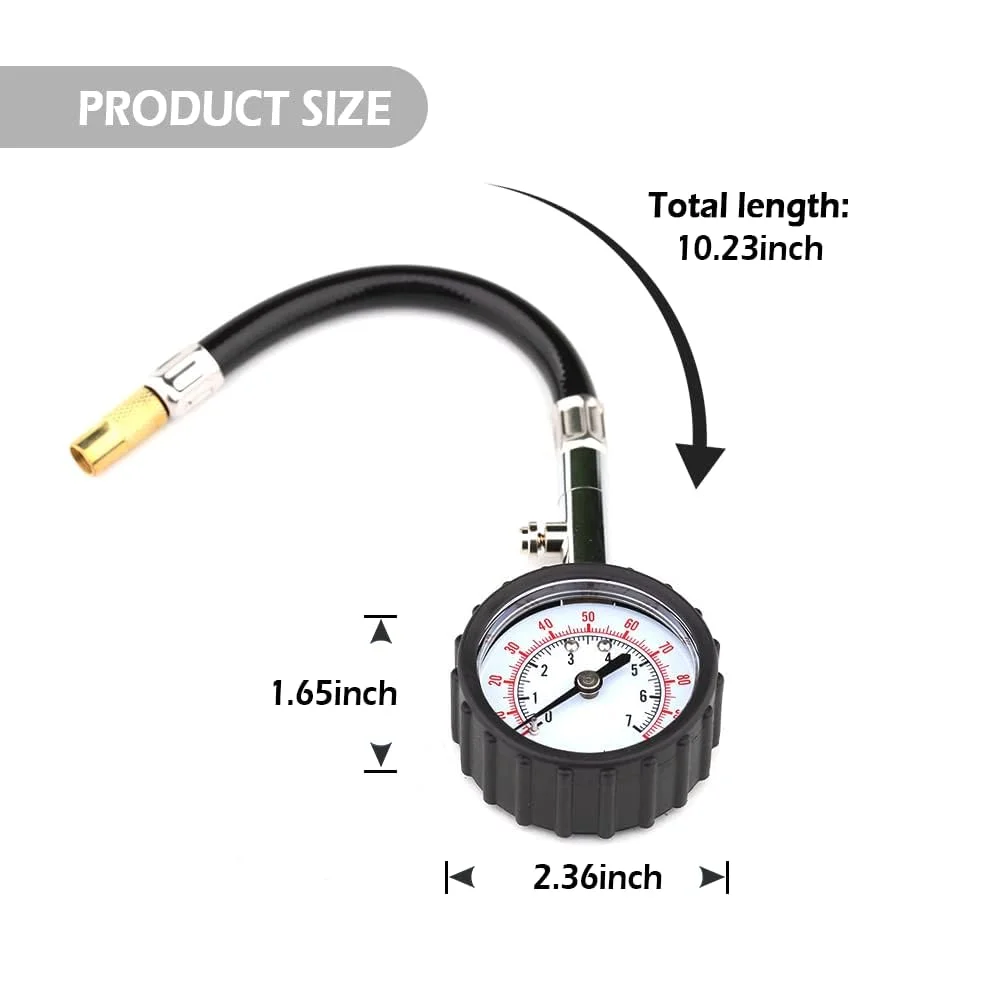 فشارسنج باد تایر خودرو با صفحه نمایش 100PSI، فشارسنج مکانیکی برای افزایش ایمنی تایر، مناسب برای کامیون، SUV، خودرو، موتورسیکلت و غیره فشارسنج باد تایر خودرو با صفحه نمایش 100PSI، فشارسنج مکانیکی برای افزایش ایمنی تایر، مناسب برای کامیون، SUV، خودرو، موتورسیکلت و غیره