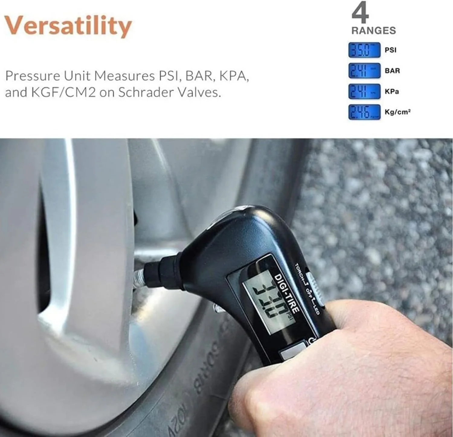 فشارسنج دیجیتال تایر آزونی، 2-150 PSI، ابزار چندکاره 10 در 1 با چراغ قوه، چکش شیشه و ویژگی های اضطراری برای اتومبیل، کامیون و دوچرخه، شیشه شکن خودرو فشارسنج دیجیتال تایر آزونی، 2-150 PSI، ابزار چندکاره 10 در 1 با چراغ قوه، چکش شیشه و ویژگی های اضطراری برای اتومبیل، کامیون و دوچرخه، شیشه شکن خودرو