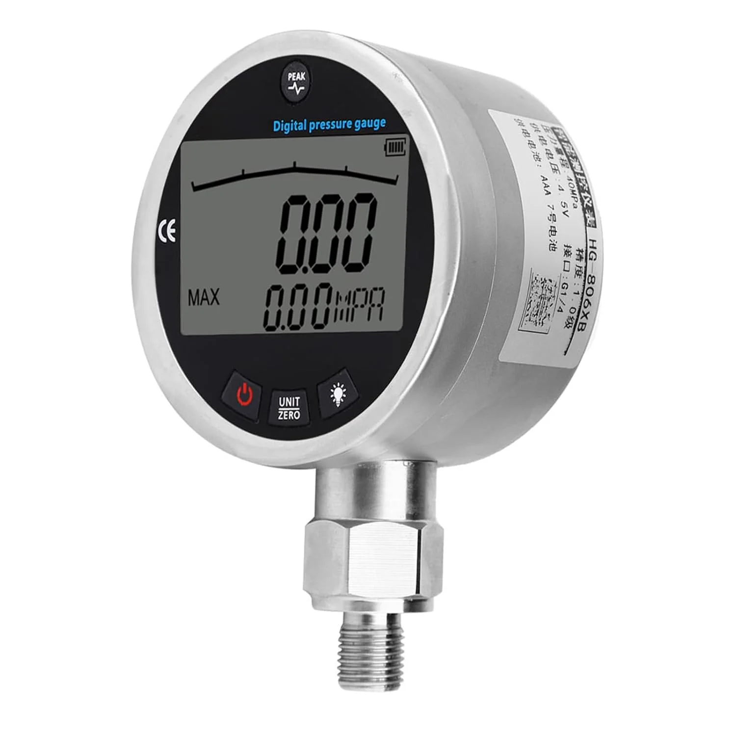 فشارسنج دیجیتال، فشارسنج صنعتی، فشارسنج با نمایشگر LCD و اتصال G1/4 با محدوده 0-40Mpa فشارسنج دیجیتال، فشارسنج صنعتی، فشارسنج با نمایشگر LCD و اتصال G1/4 با محدوده 0-40Mpa